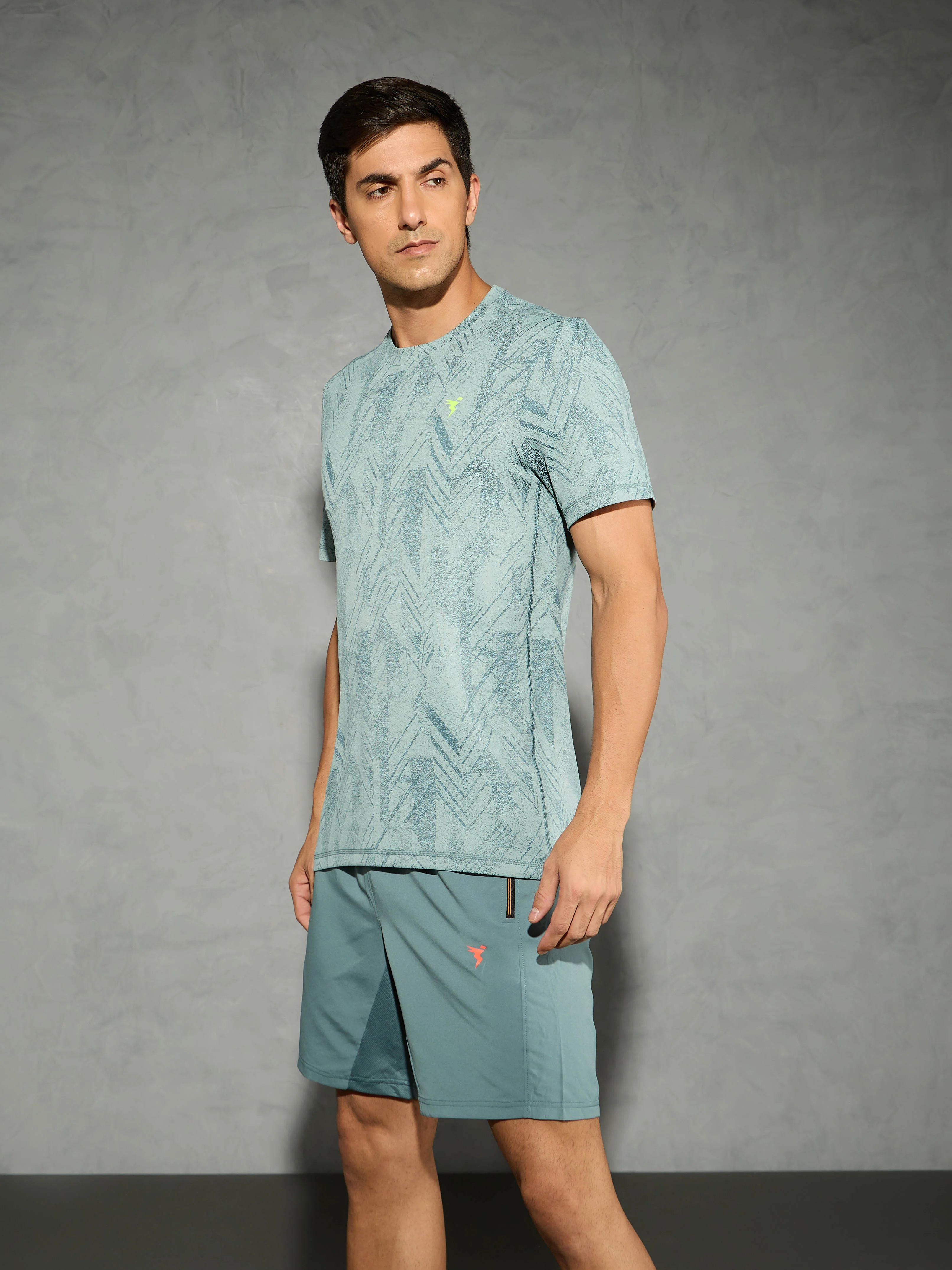 Men Jacquard Slim Fit Crew Neck T-shirt with DOUBLE COOL - Image 4