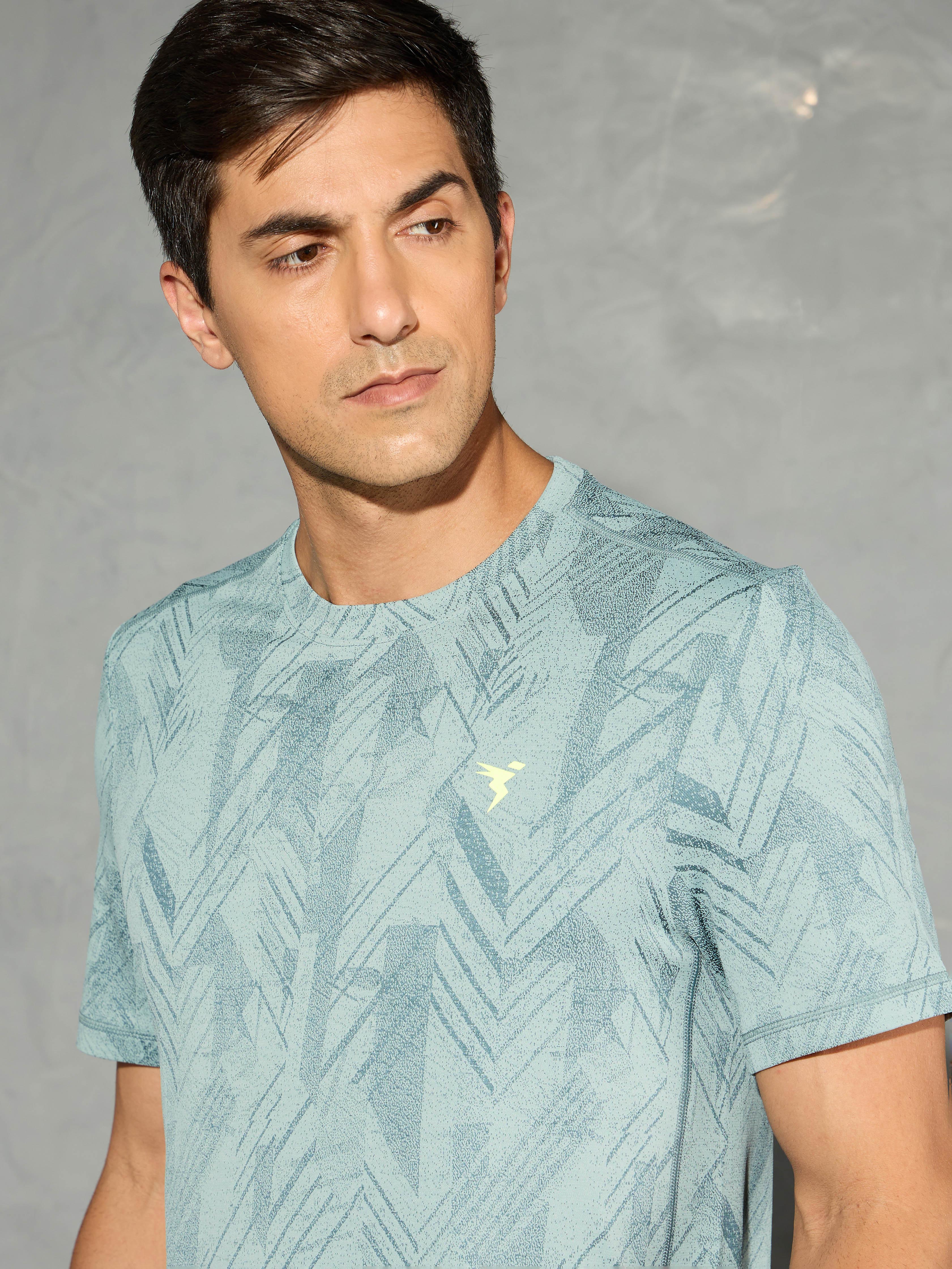 Men Jacquard Slim Fit Crew Neck T-shirt with DOUBLE COOL - Image 6