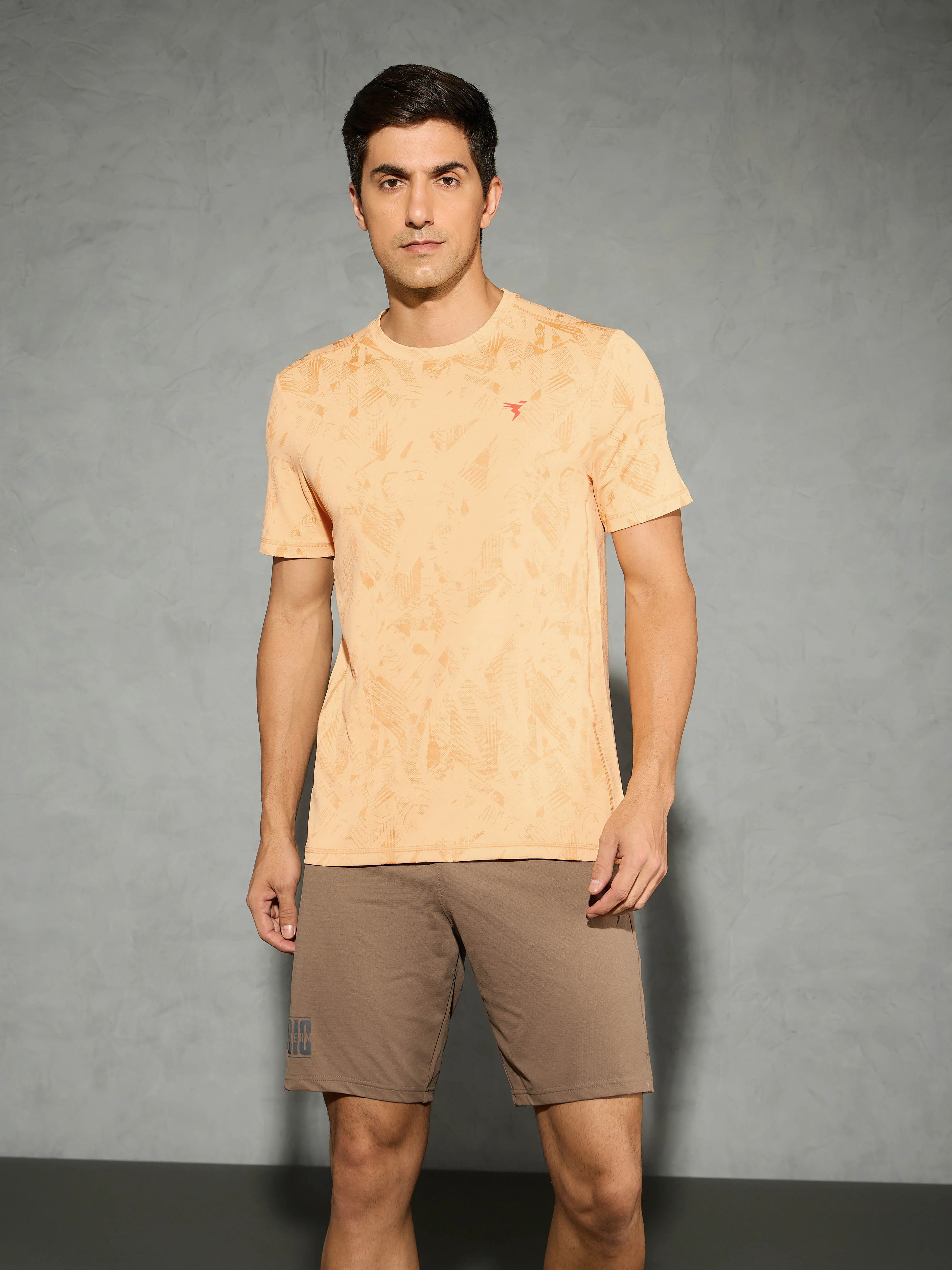 Men Jacquard Slim Fit Crew Neck T-shirt with DOUBLE COOL - Image 2