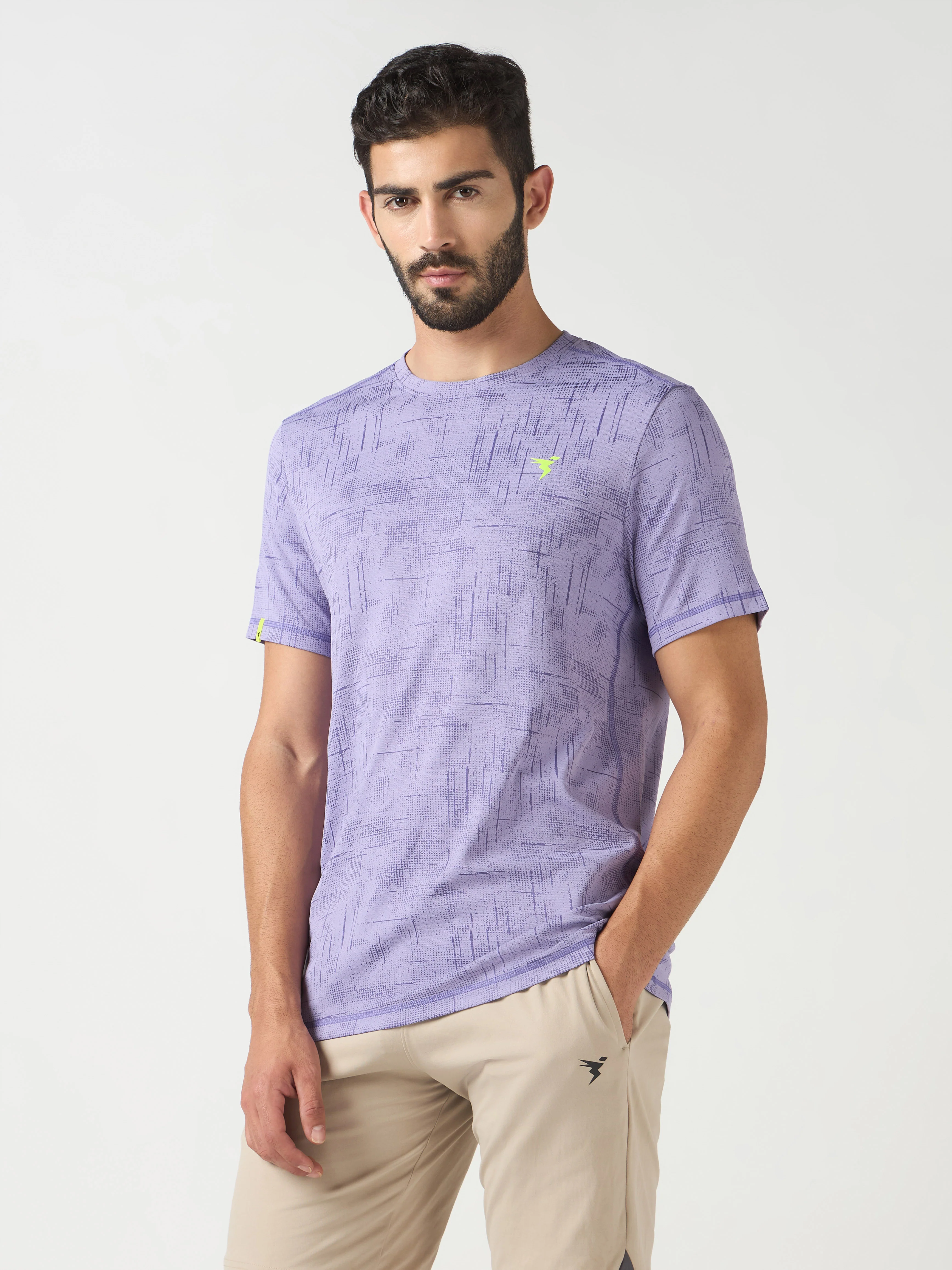 Men Jacquard Slim Fit Crew Neck T-shirt with DOUBLE COOL - Image 4