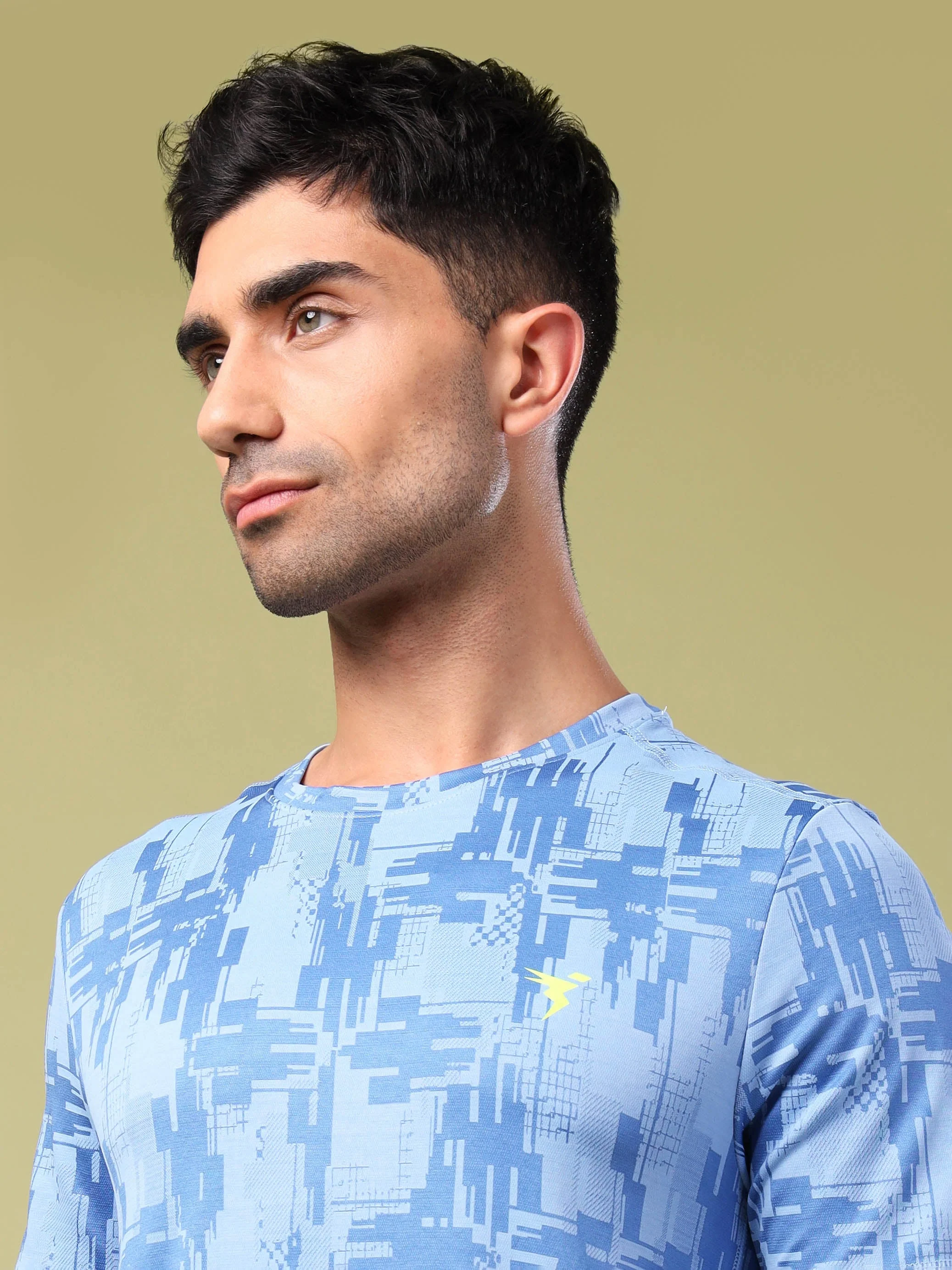 Men Jacquard Slim Fit Crew Neck T-shirt with DOUBLE COOL - Image 6