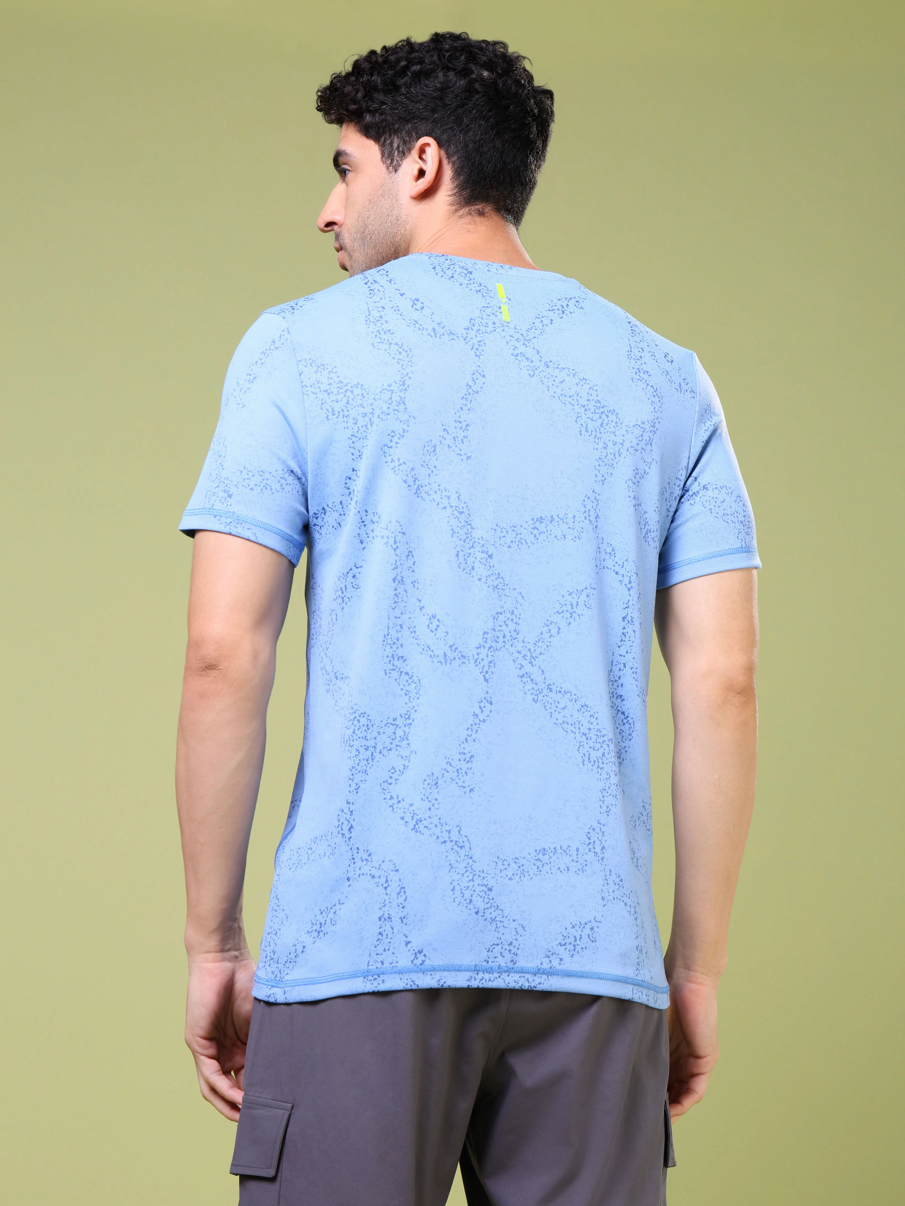 Men Jacquard Slim Fit Crew Neck T-shirt with DOUBLE COOL - Image 3