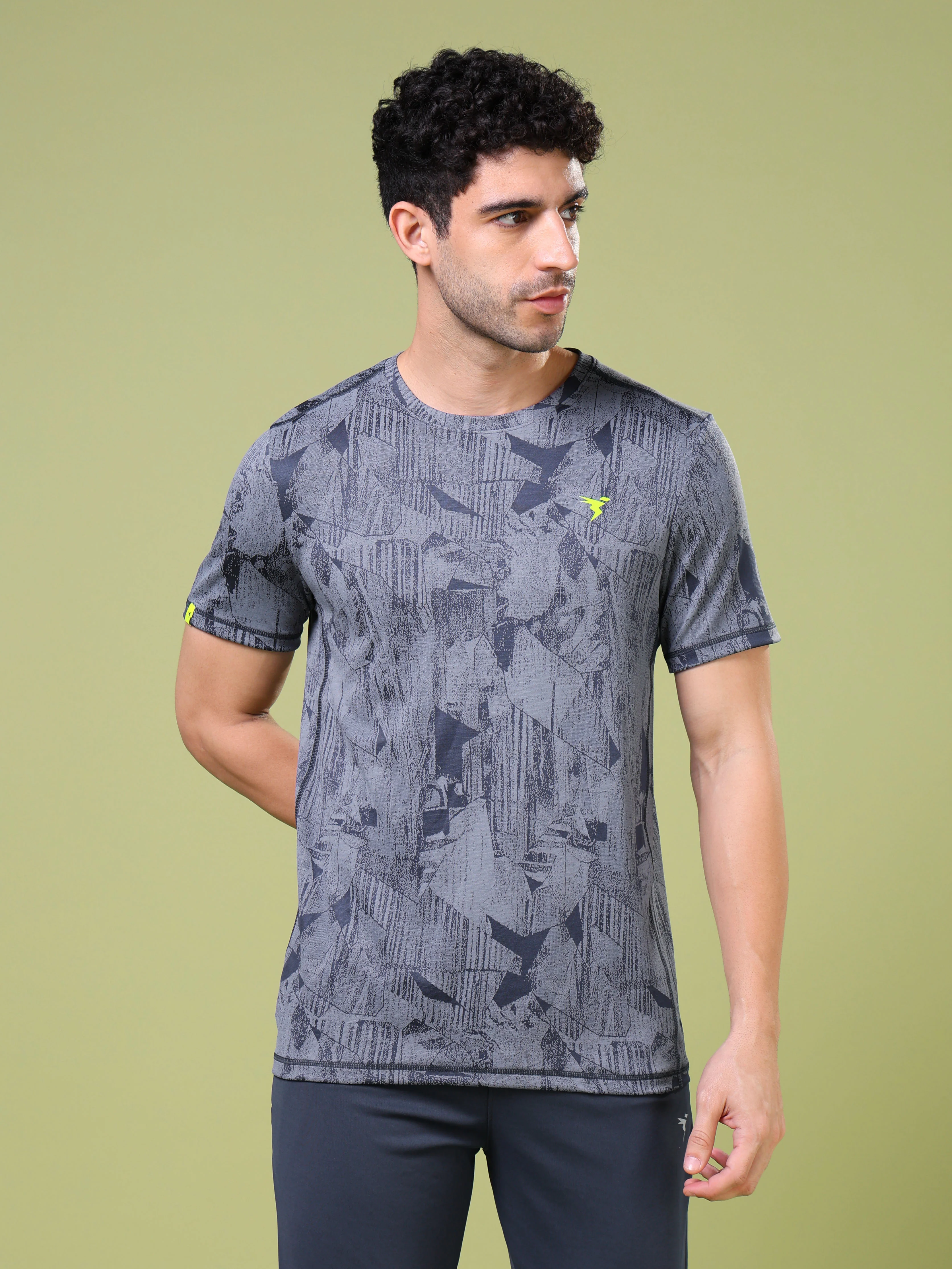 Men Jacquard Slim Fit Crew Neck T-shirt with DOUBLE COOL - Image 2