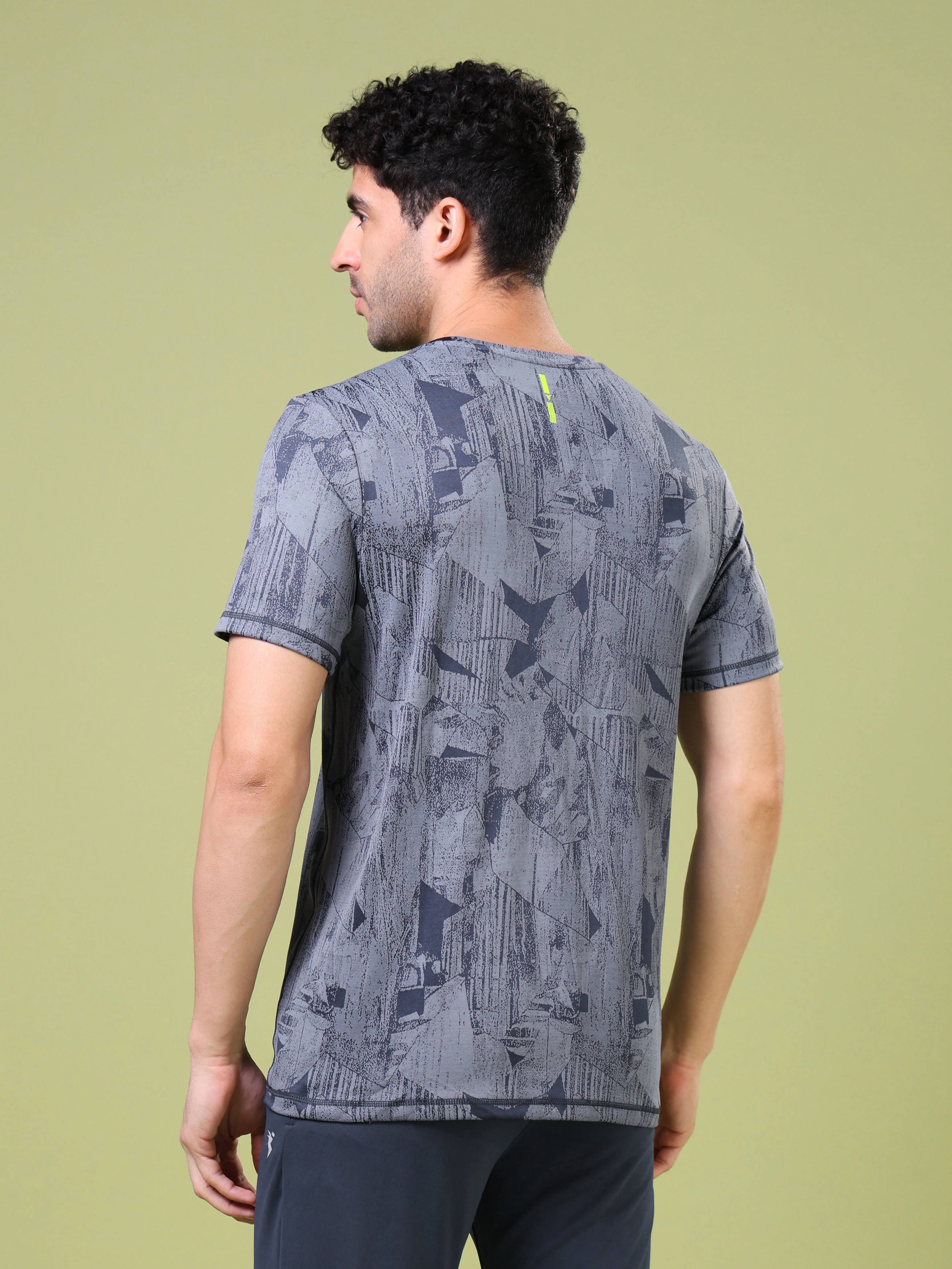 Men Jacquard Slim Fit Crew Neck T-shirt with DOUBLE COOL - Image 3