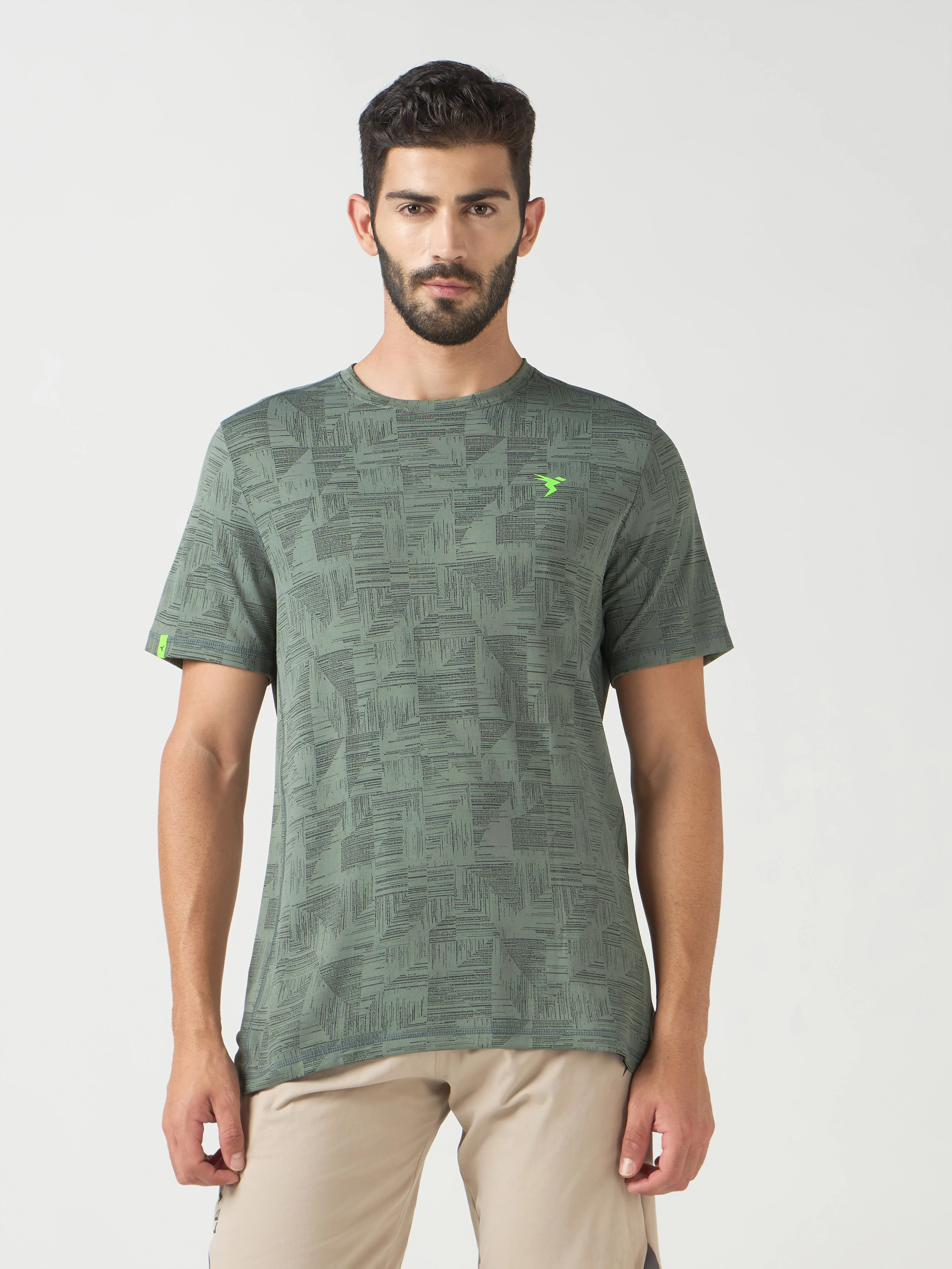 Men Jacquard Slim Fit Crew Neck T-shirt with DOUBLE COOL - Image 2