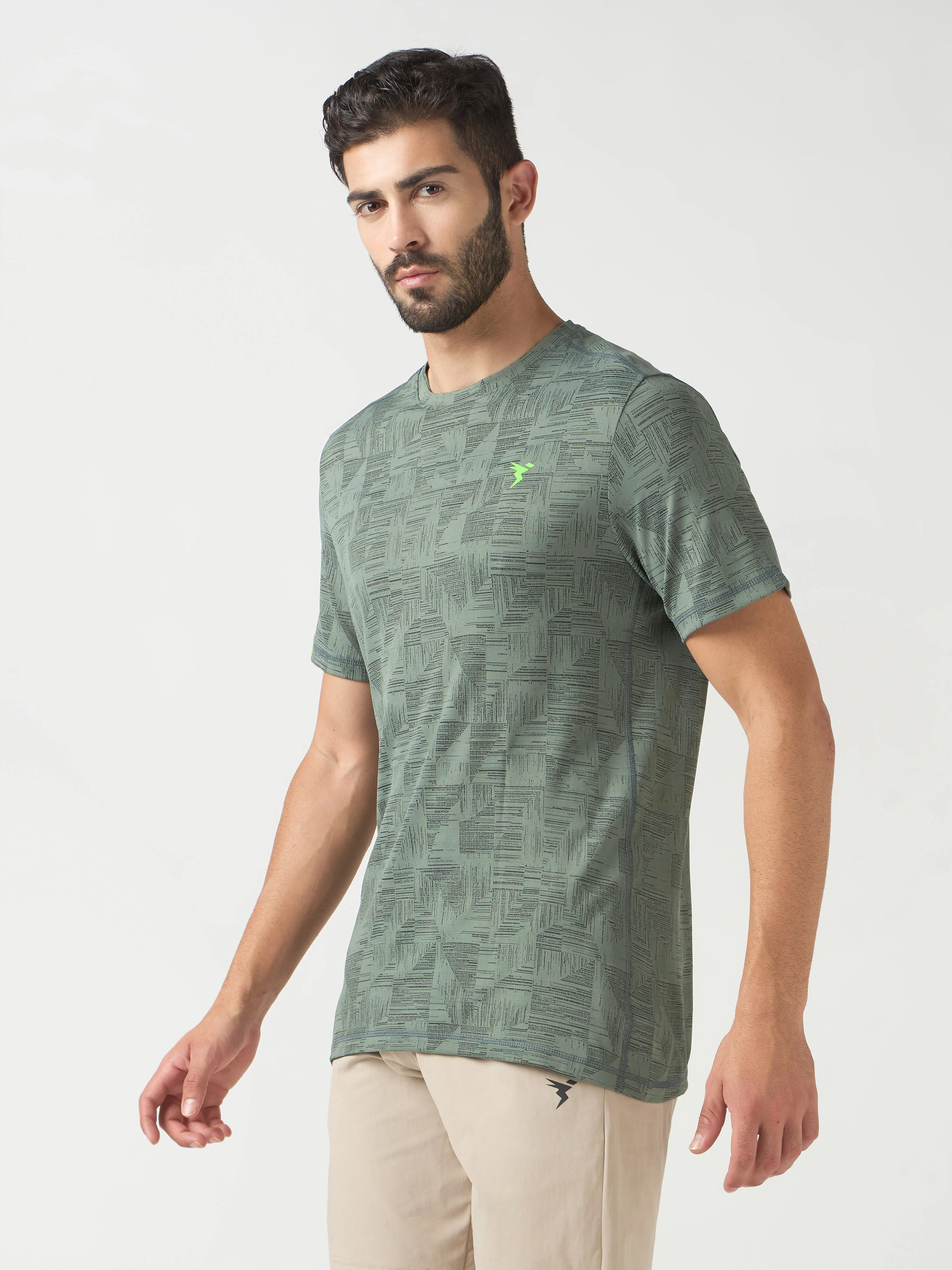 Men Jacquard Slim Fit Crew Neck T-shirt with DOUBLE COOL - Image 4