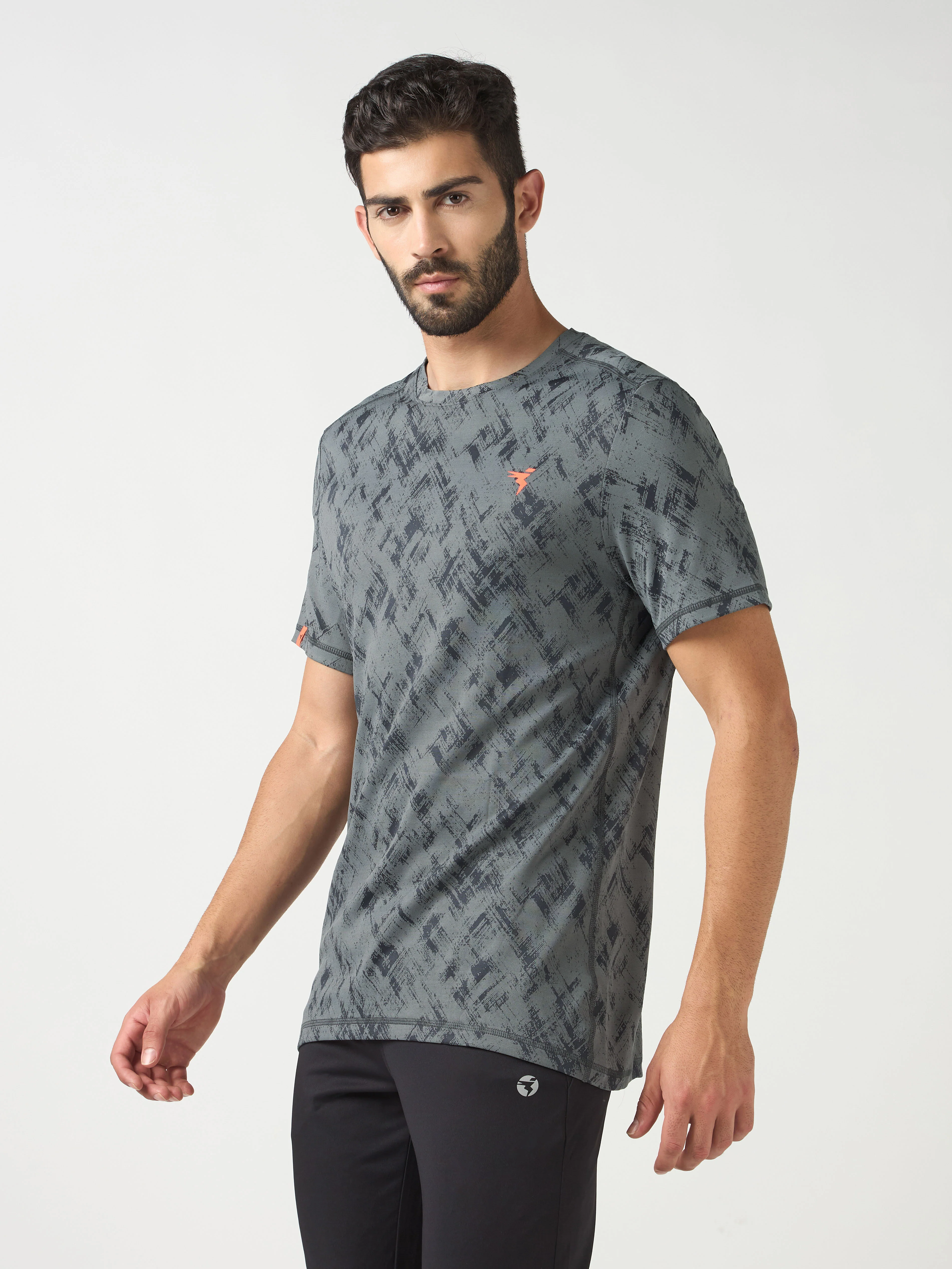 Men Jacquard Slim Fit Crew Neck T-shirt with DOUBLE COOL - Image 4
