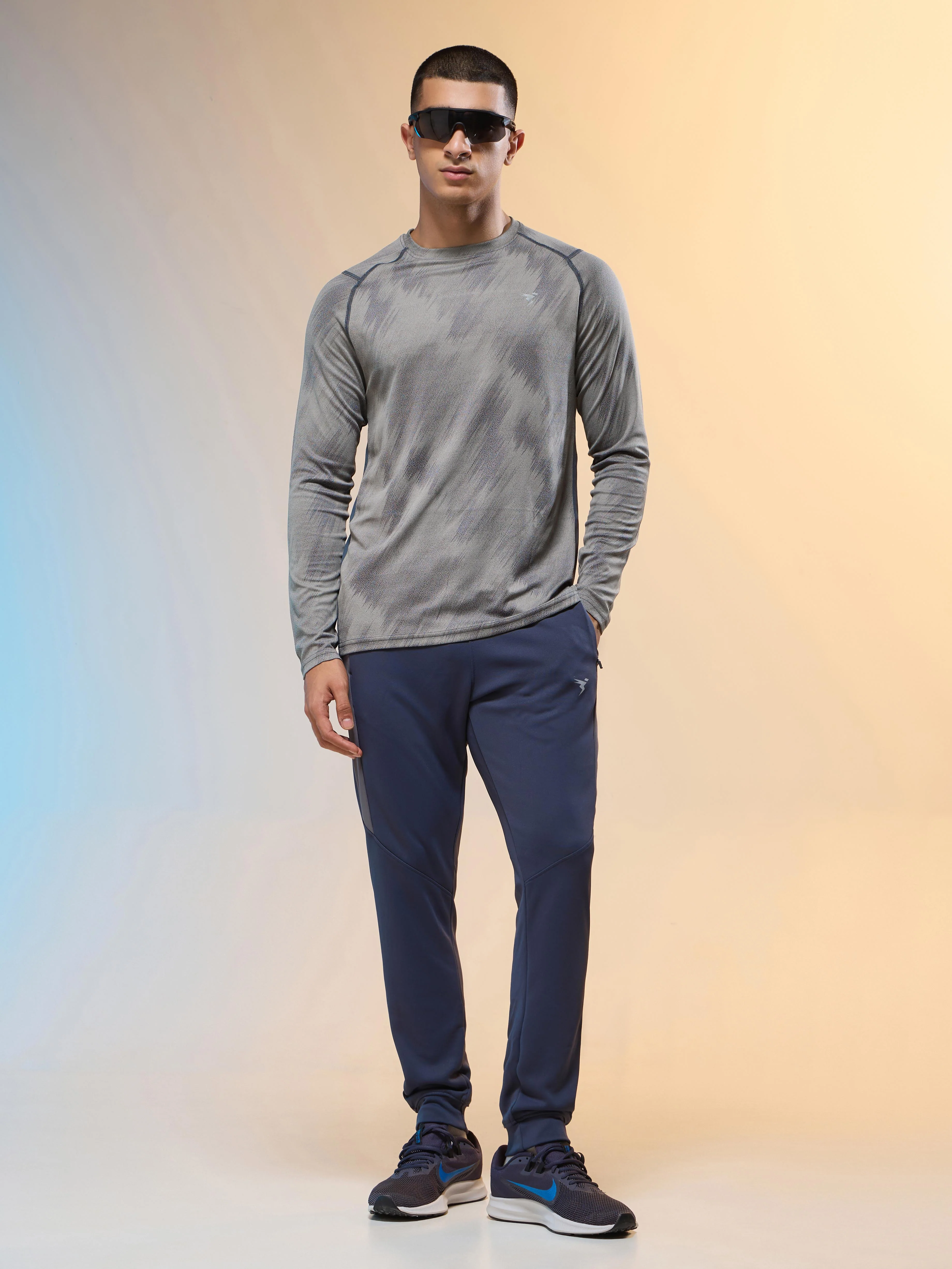 Men Jacquard Slim Fit Round Neck T-shirt with DOUBLE COOL - Image 4