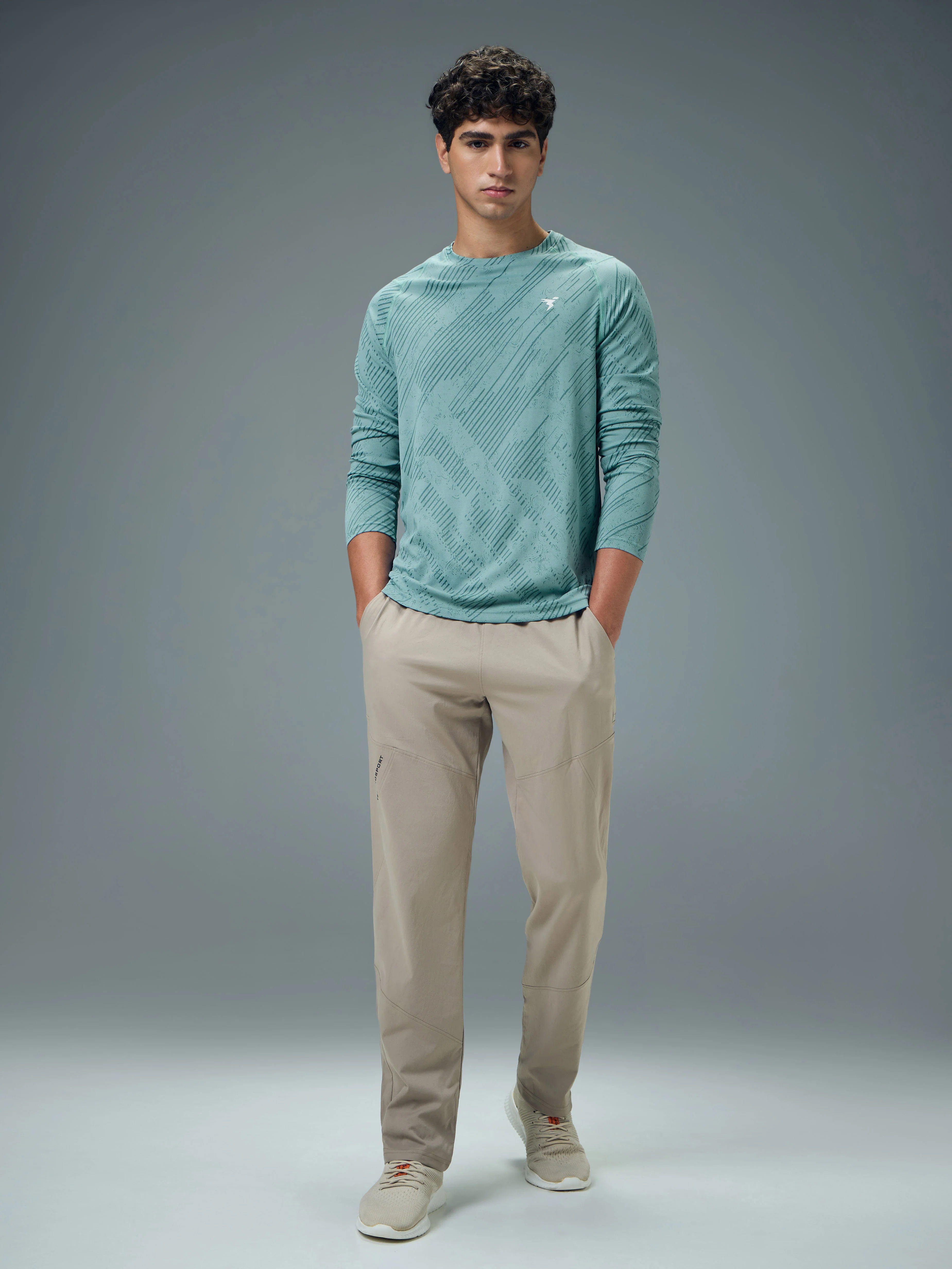 Men Jacquard Slim Fit Round Neck T-shirt with DOUBLE COOL - Image 4