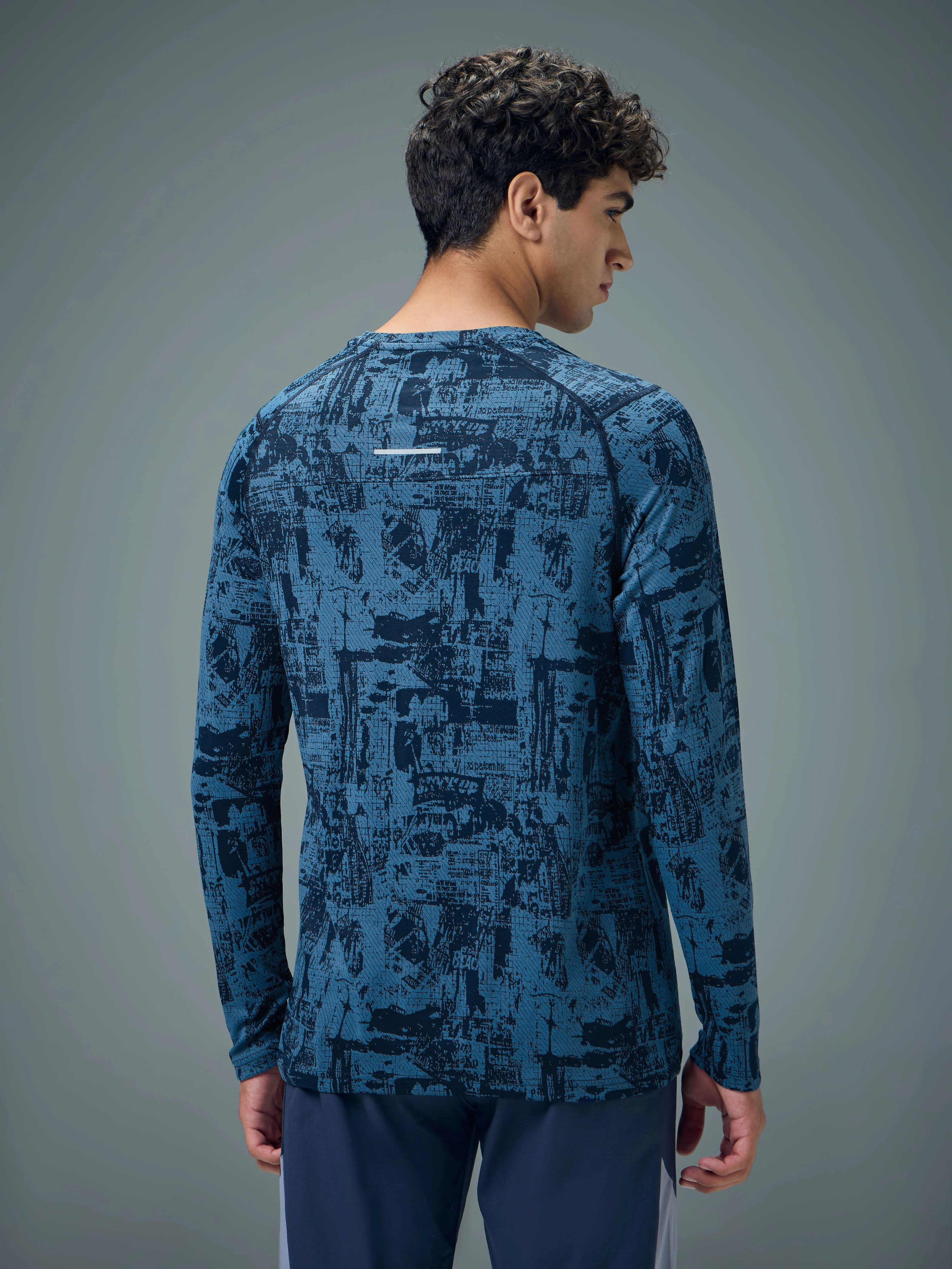 Men Jacquard Slim Fit Round Neck T-shirt with DOUBLE COOL - Image 3