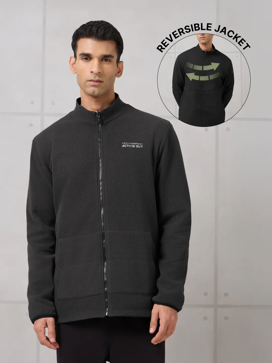 Men Kangaroo Pocket Reversible Winter Jacket with TECHNOWARM+