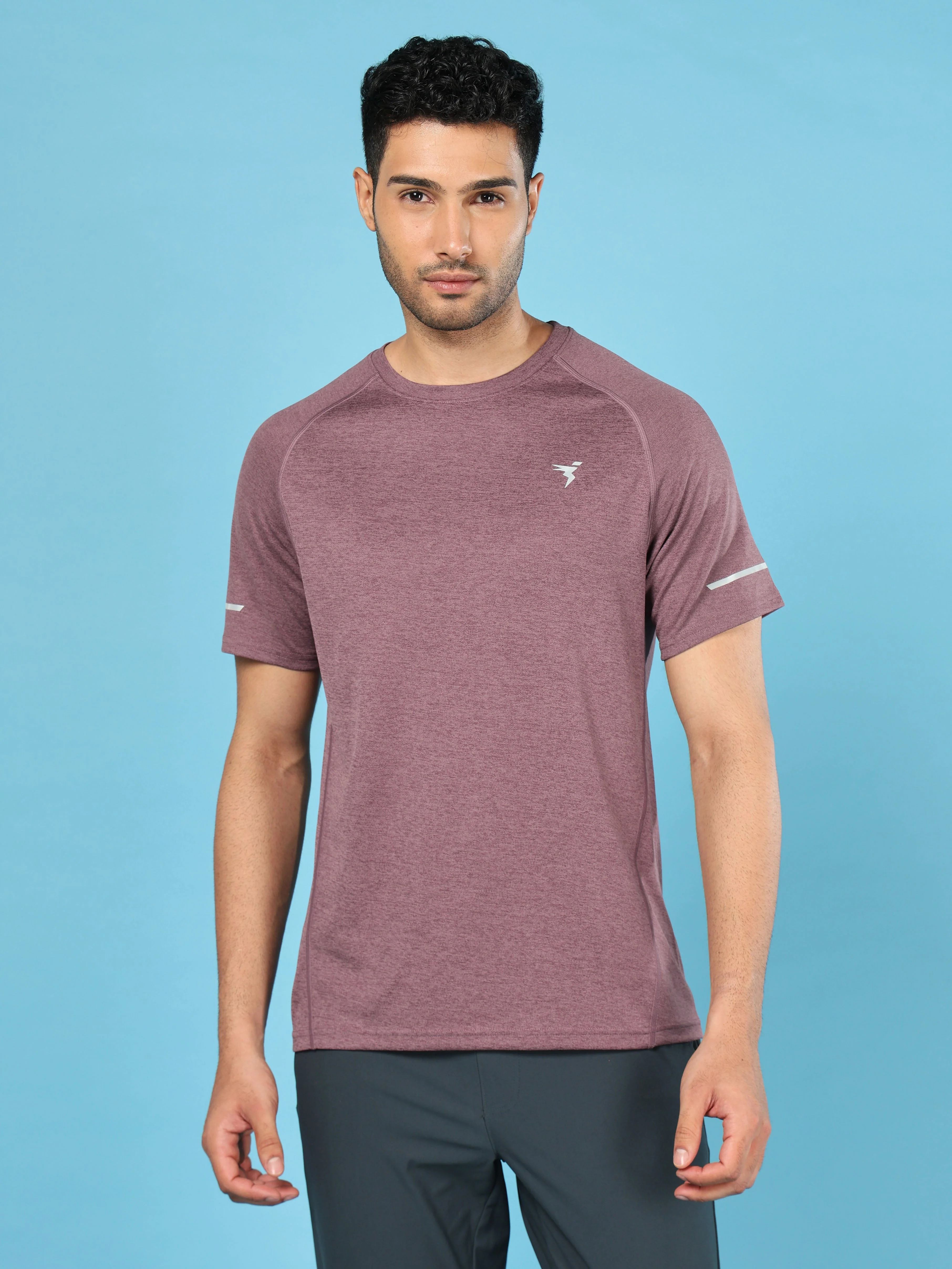 Men Melange Slim Fit Crew Neck T-shirt with DOUBLECOOL - Image 2