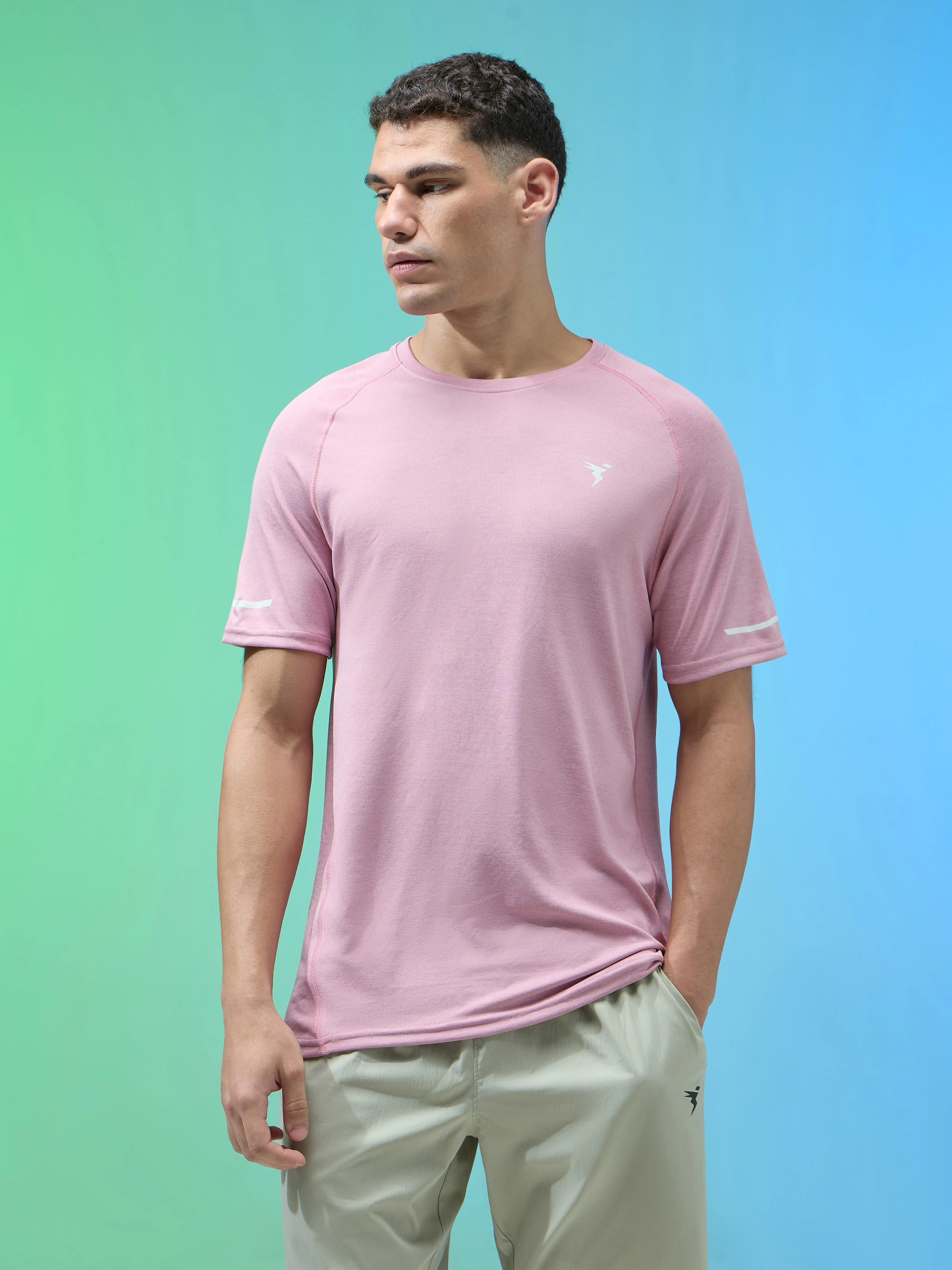 Men Melange Slim Fit Crew Neck T-shirt with DOUBLECOOL - Image 2