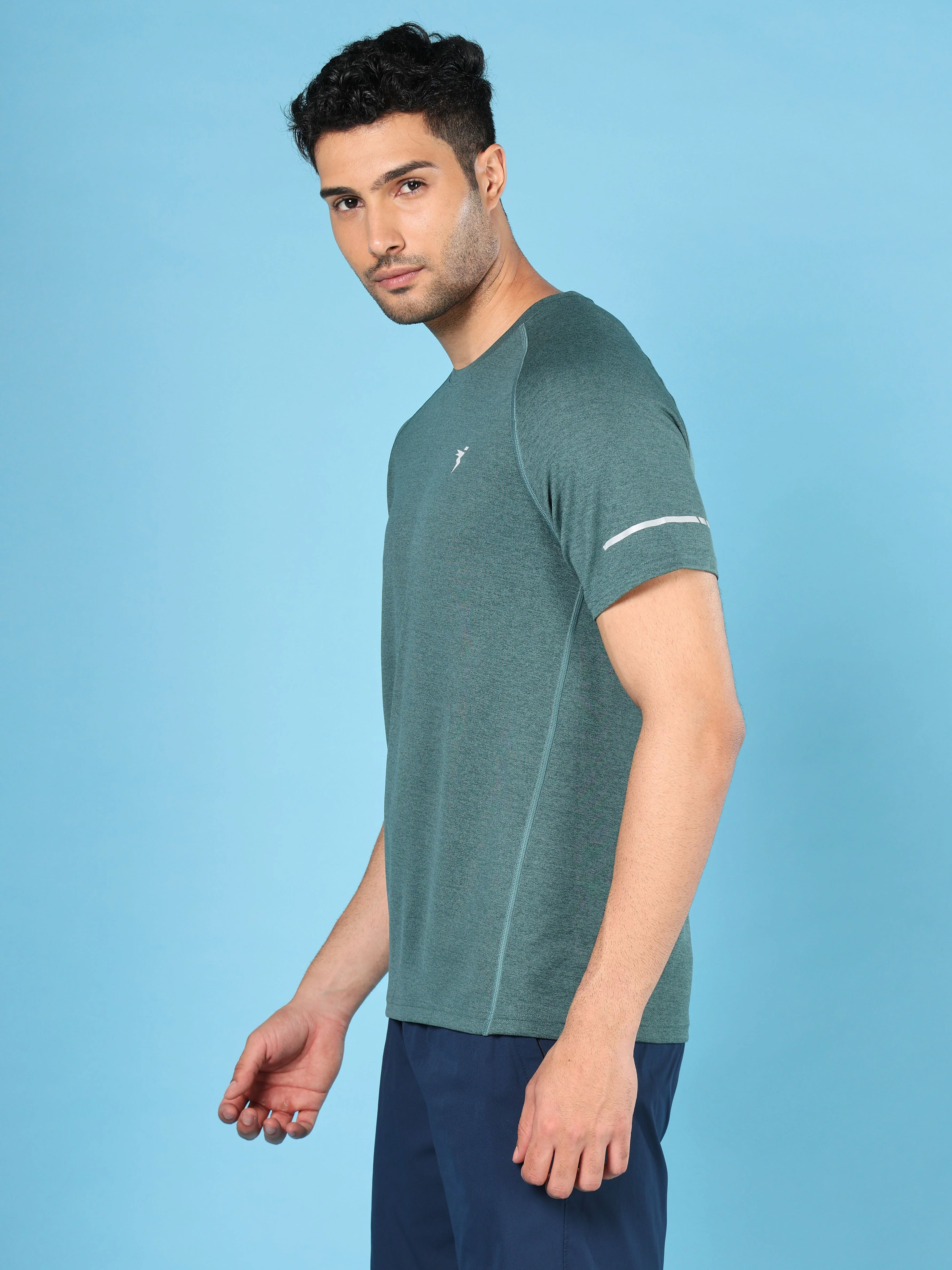 Men Melange Slim Fit Crew Neck T-shirt with DOUBLECOOL - Image 4