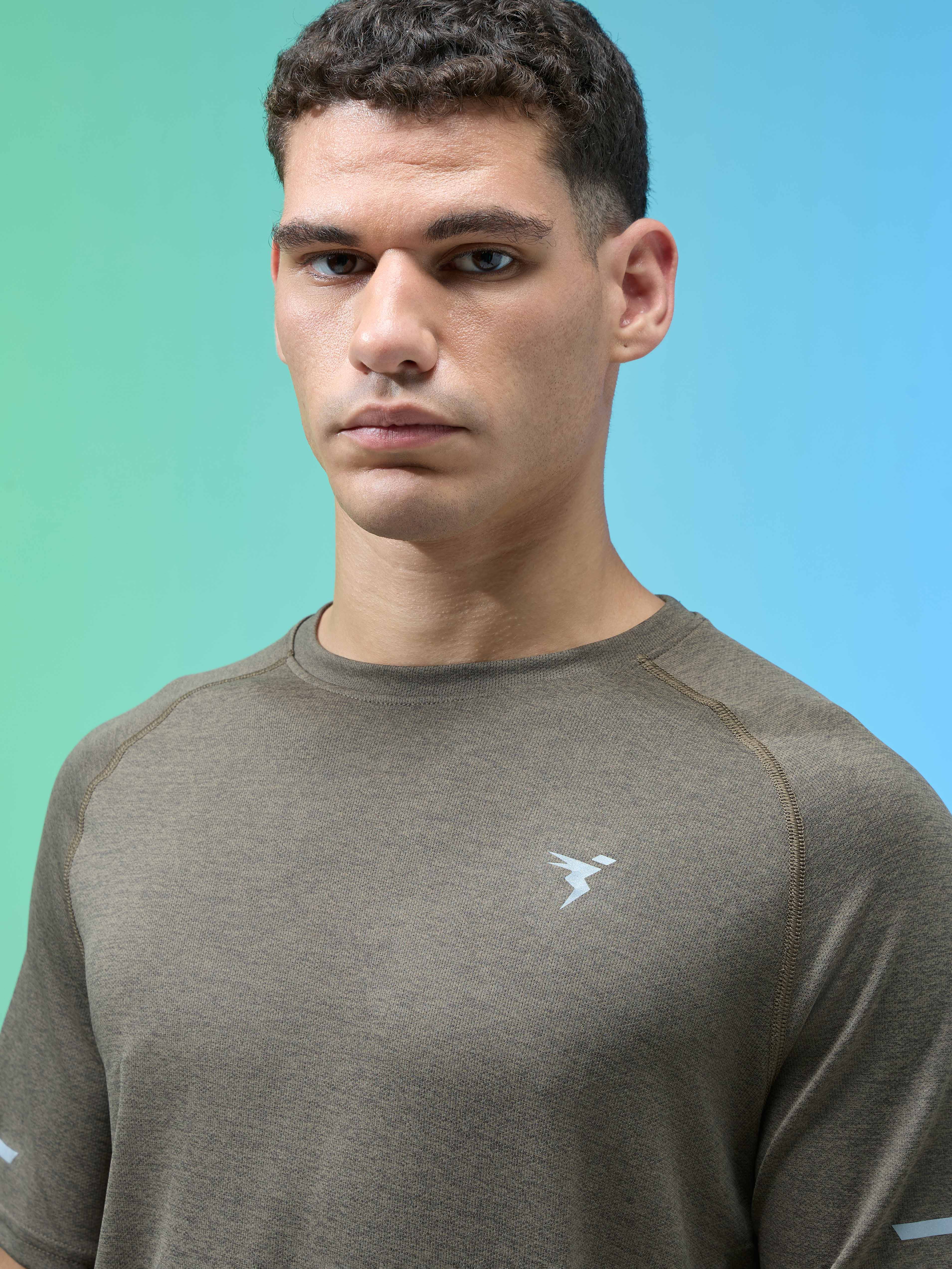 Men Melange Slim Fit Crew Neck T-shirt with DOUBLECOOL - Image 6