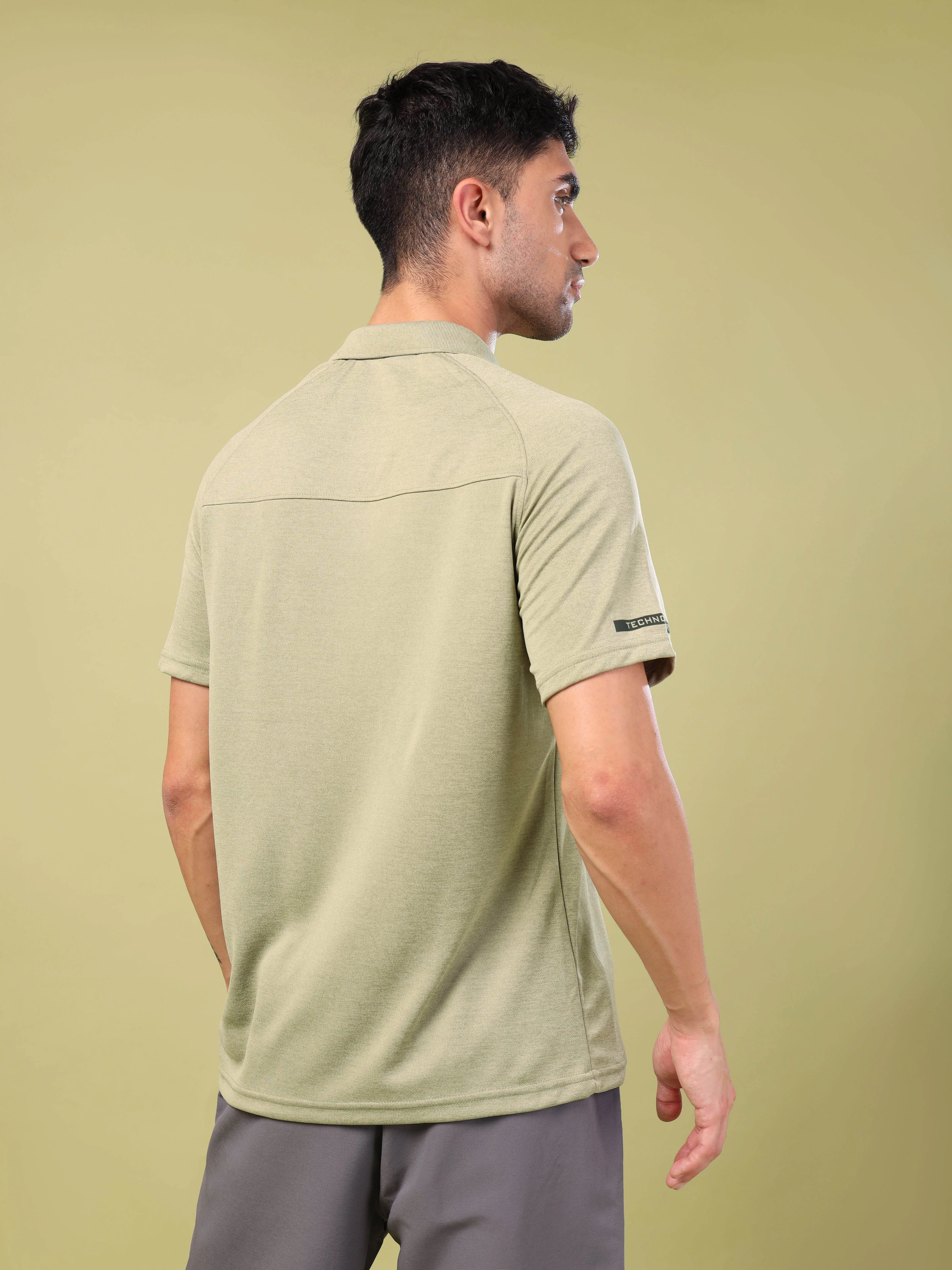 Men Melange Slim Fit Polo T-shirt with DOUBLE COOL - Image 3