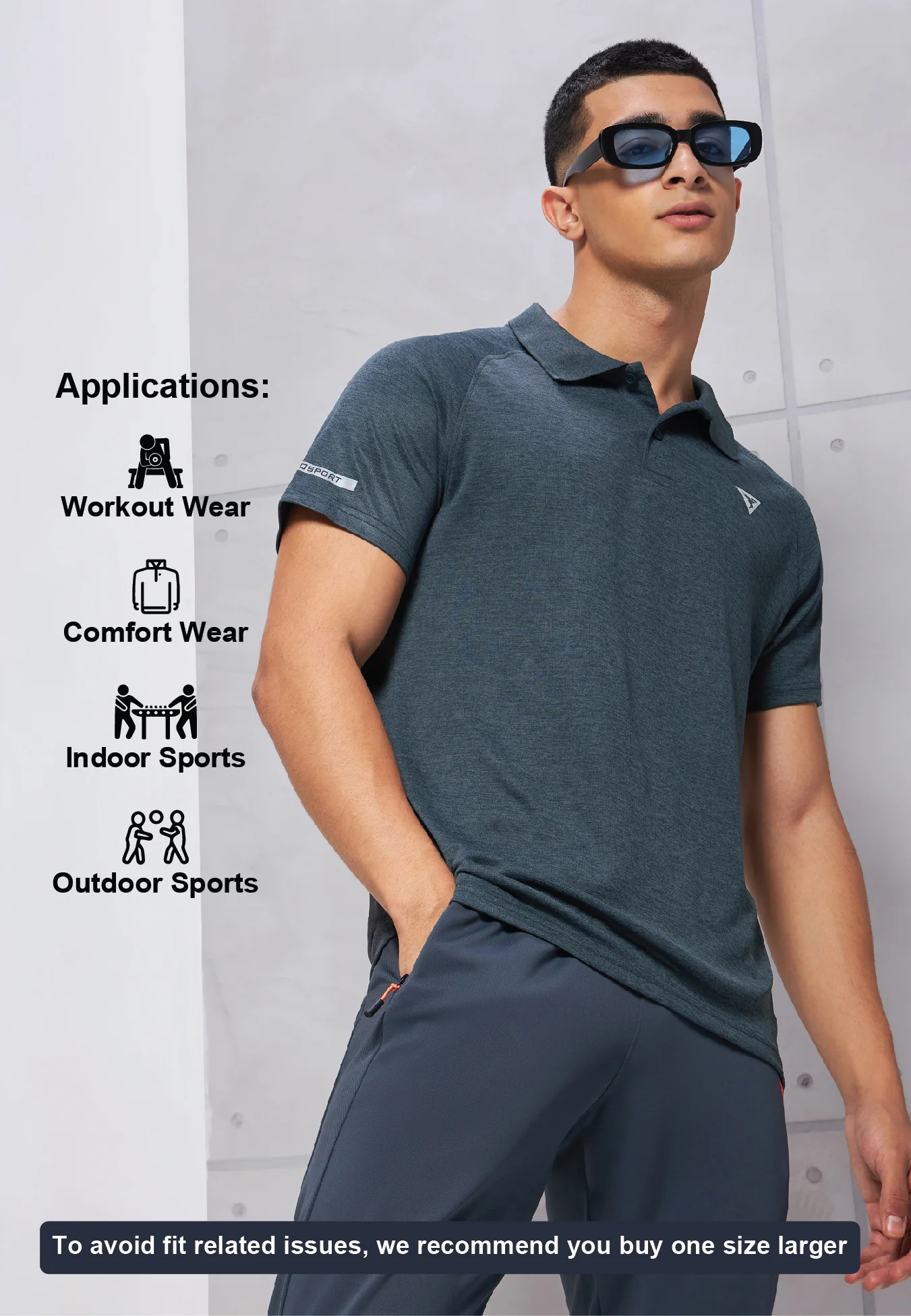 Men Melange Slim Fit Polo T-shirt with DOUBLE COOL - Image 6
