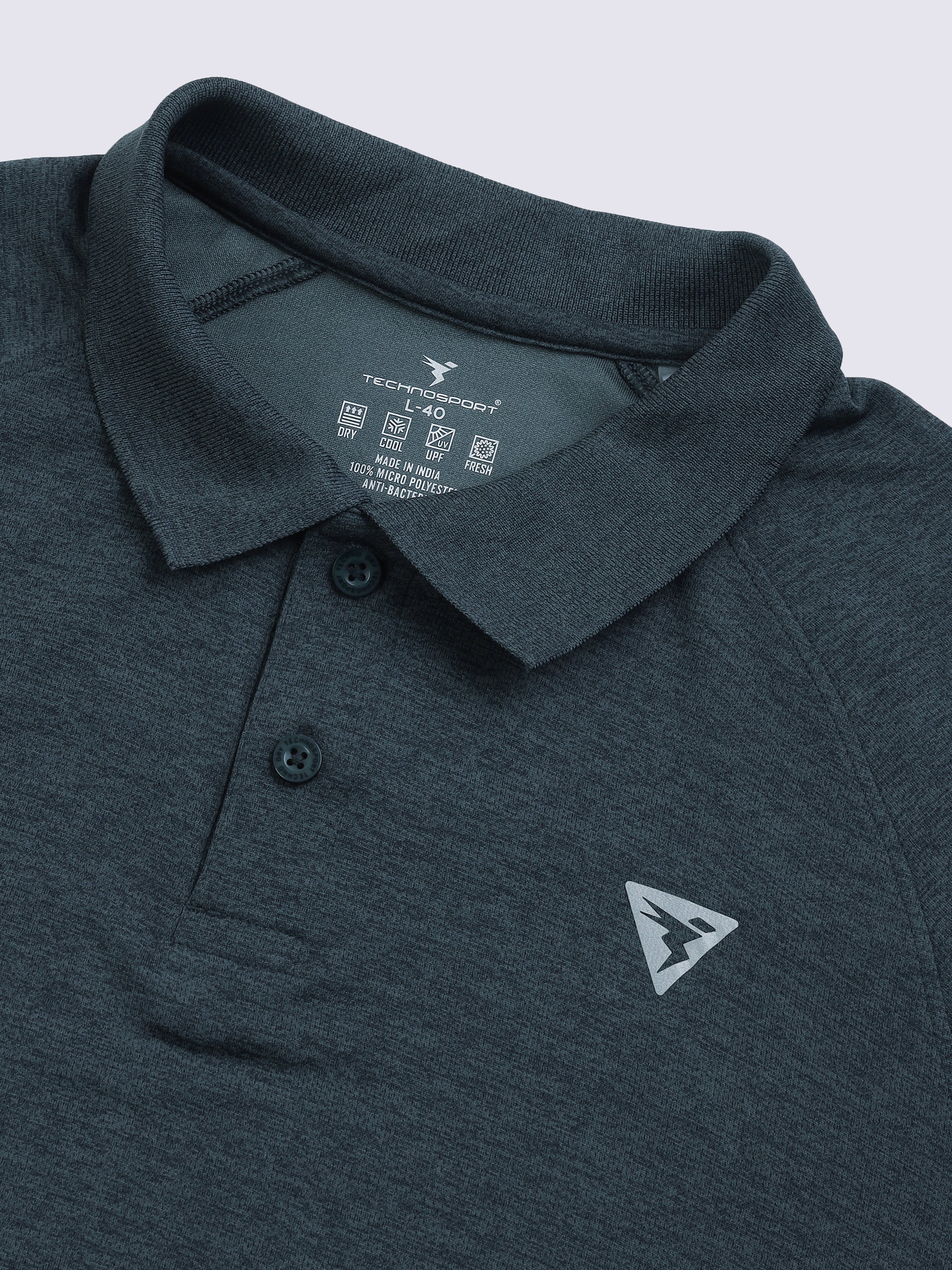 Men Melange Slim Fit Polo T-shirt with DOUBLE COOL - Image 8