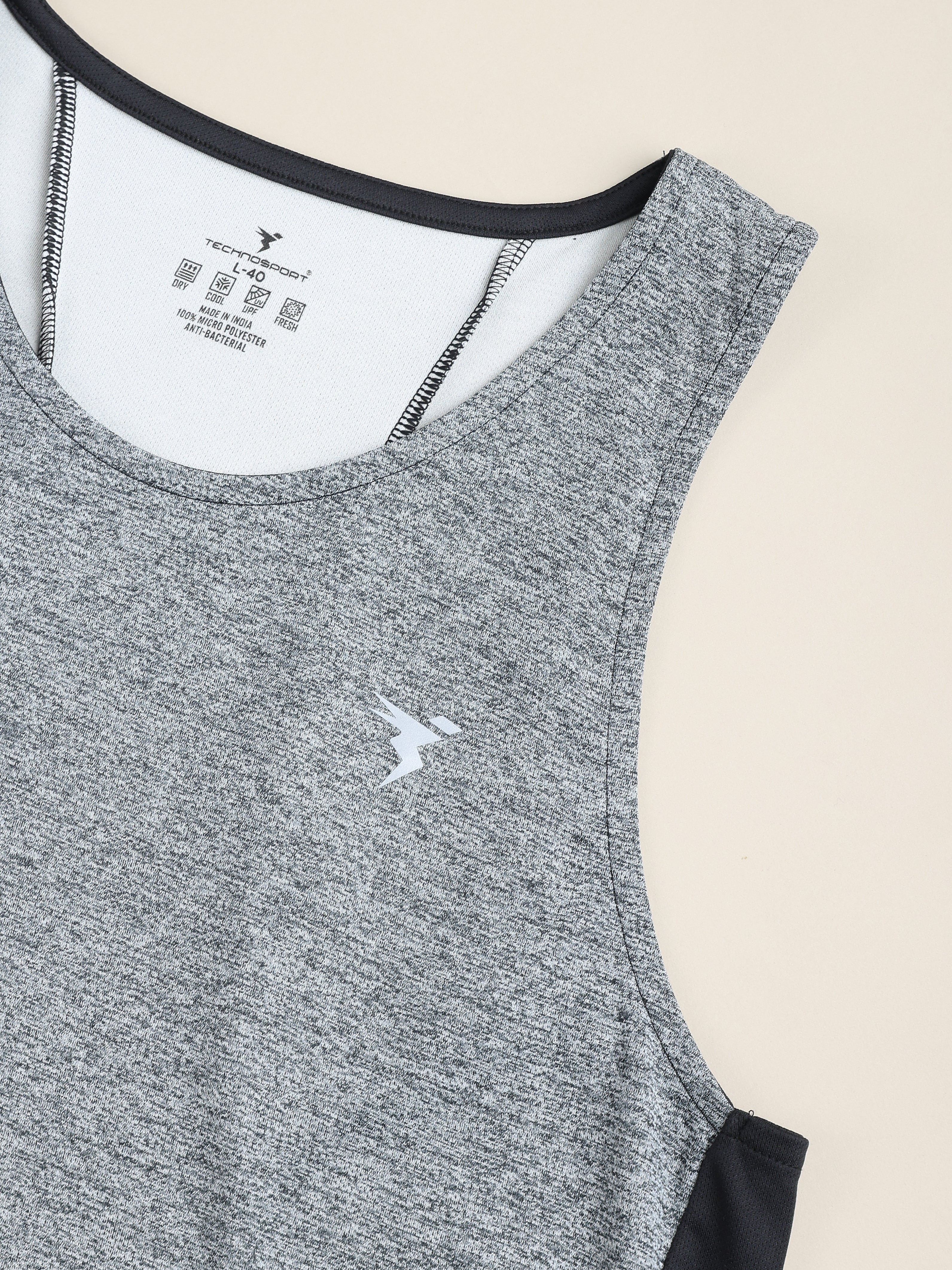 Men Melange Slim Fit Round Neck Sports Innerwear Vest with DOUBLE COOL - Image 6