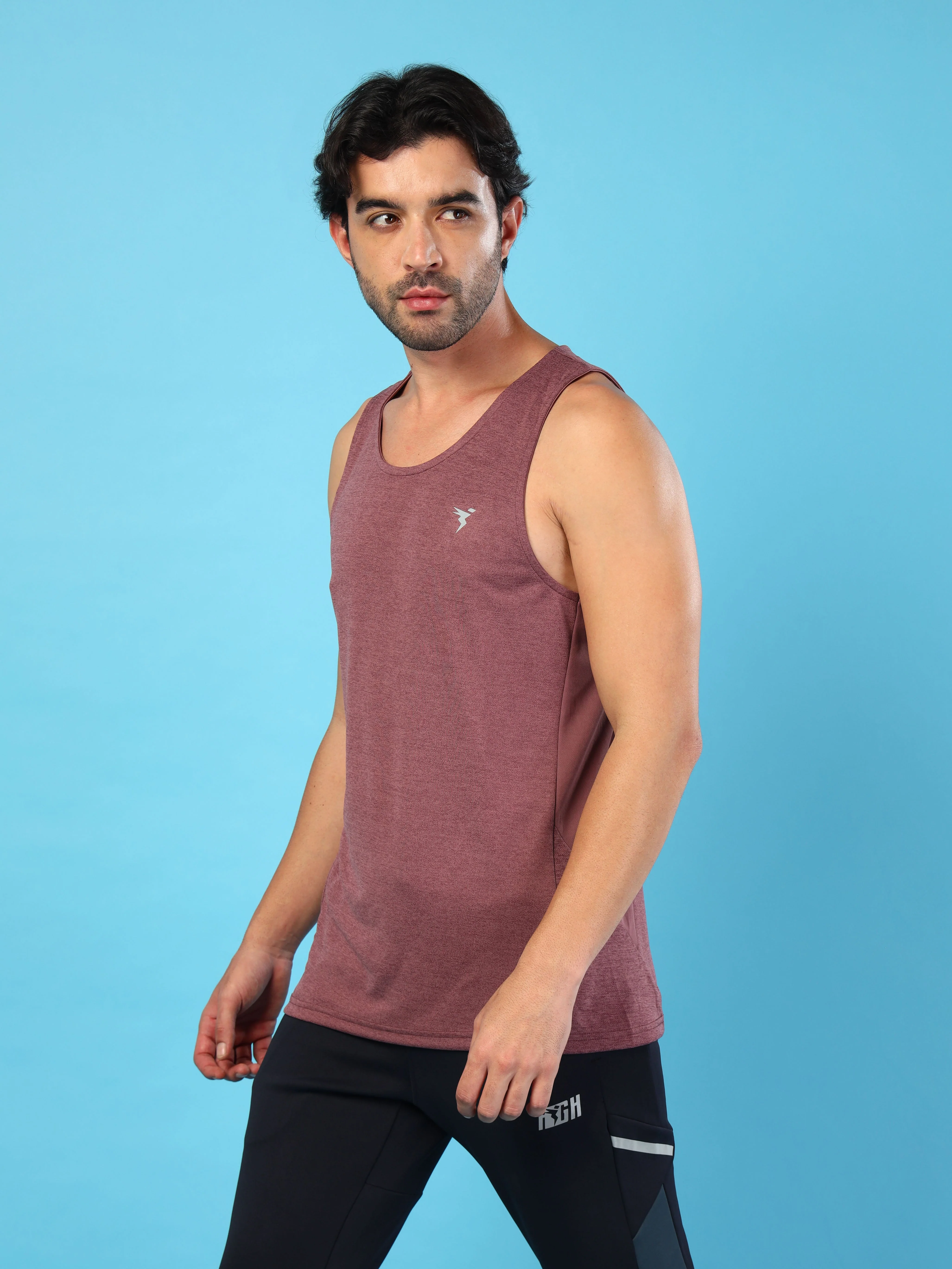 Men Melange Slim Fit Round Neck Sports Innerwear Vest with DOUBLE COOL - Image 4