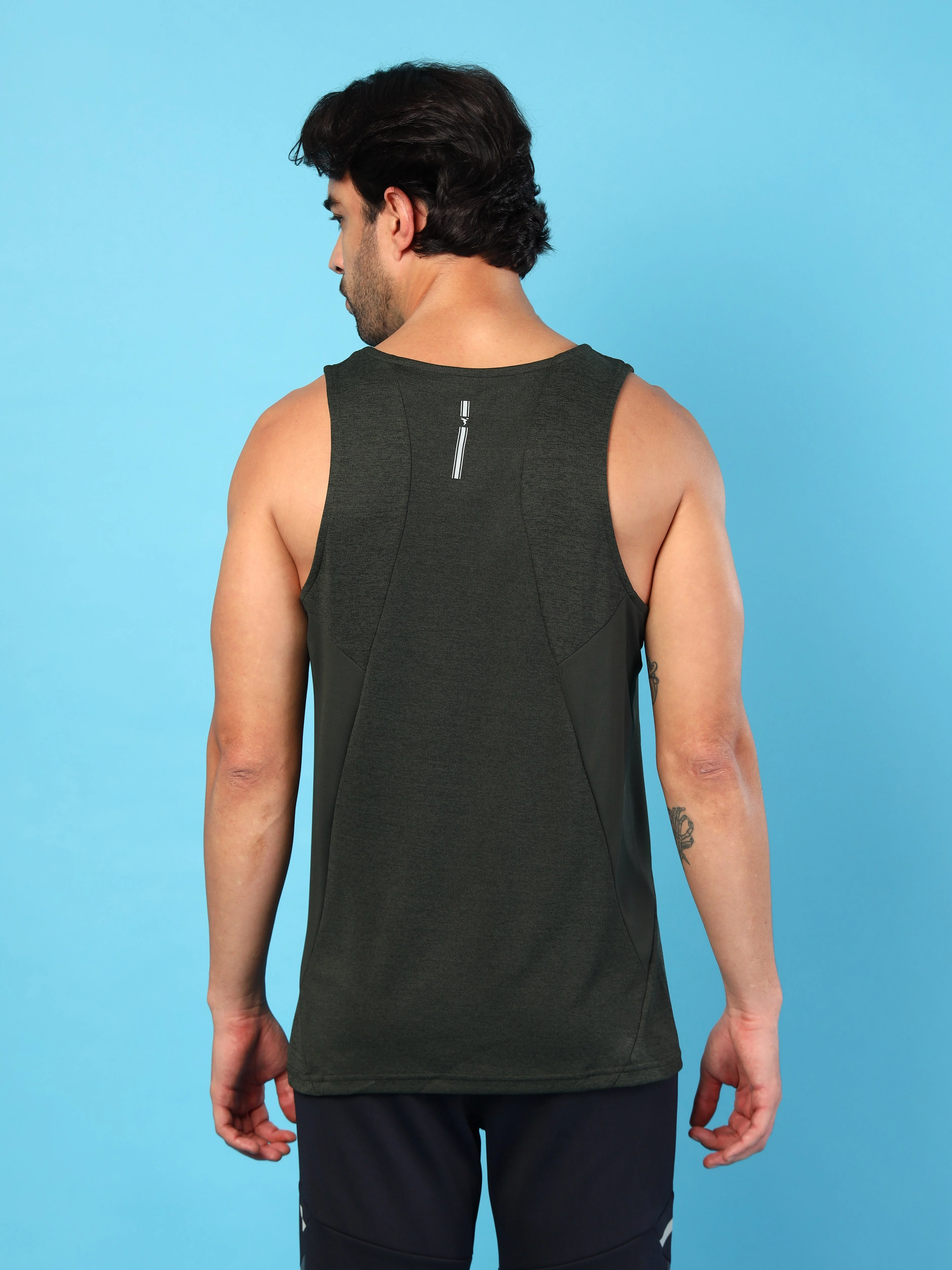 Men Melange Slim Fit Round Neck Sports Innerwear Vest with DOUBLE COOL - Image 2