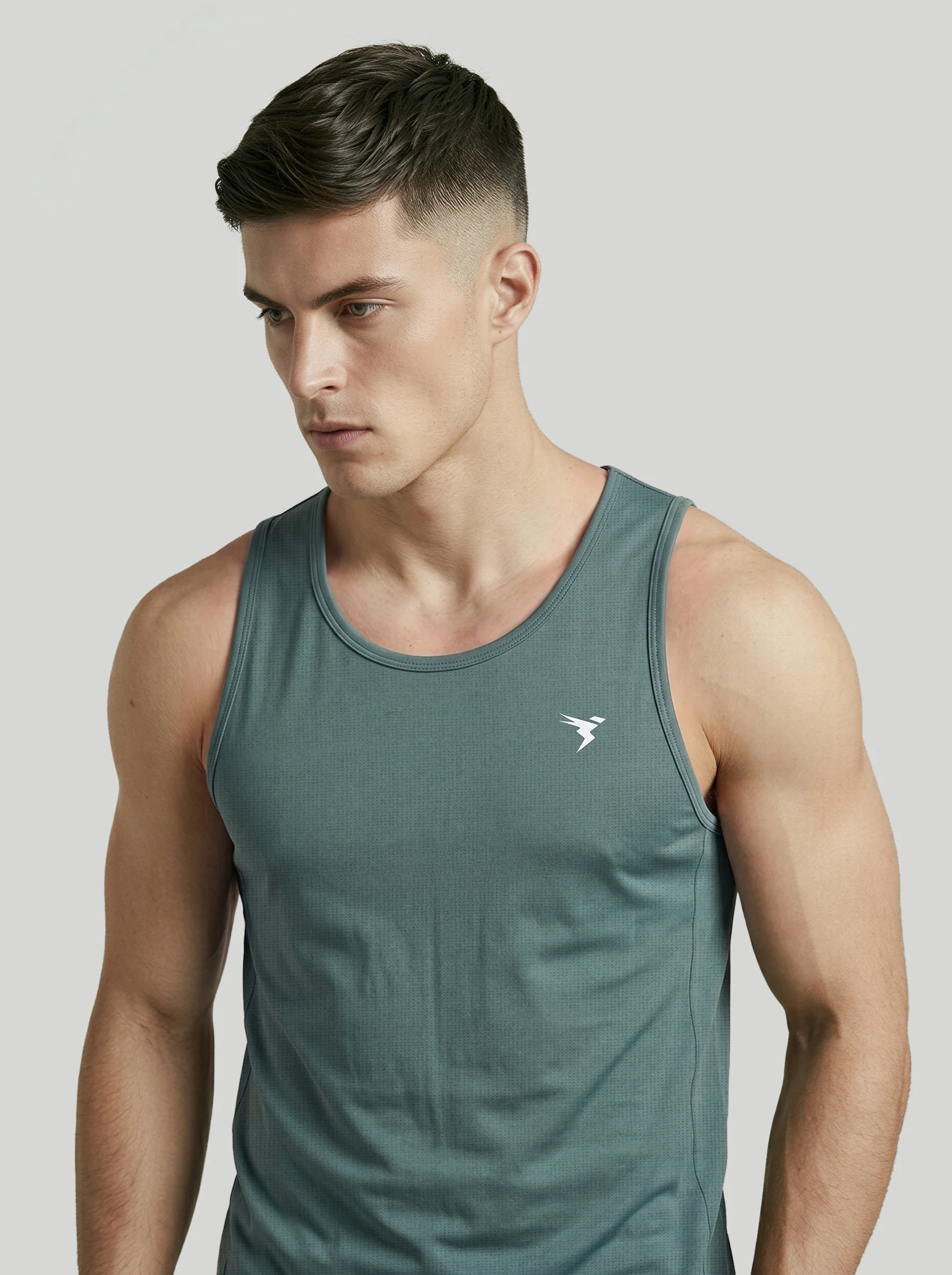 Men Melange Slim Fit Round Neck Sports Innerwear Vest with DOUBLE COOL - Image 4