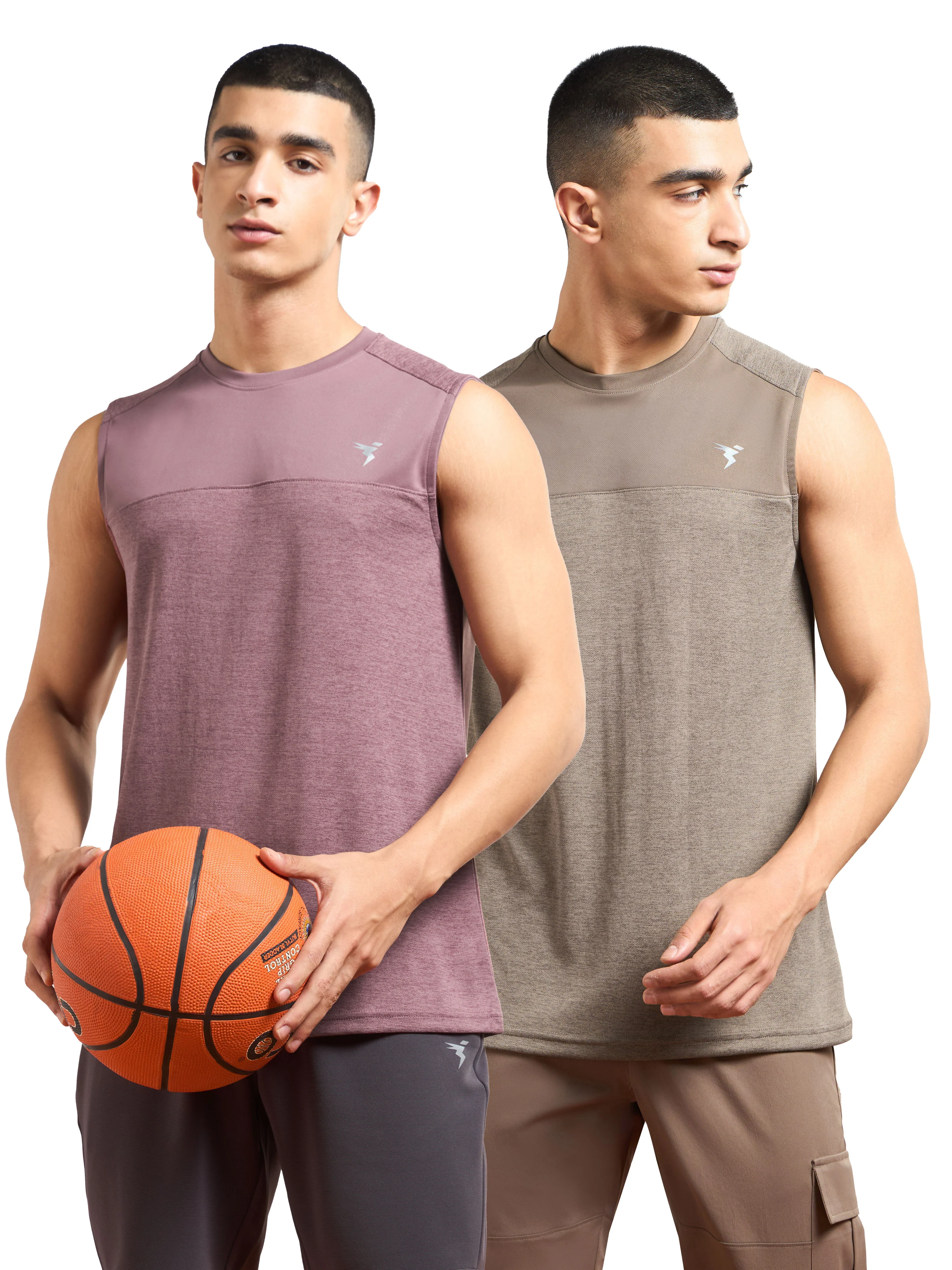 Men Melange Slim Fit Round Neck Sports Innerwear Vest with DOUBLE COOL (Pack of 2)