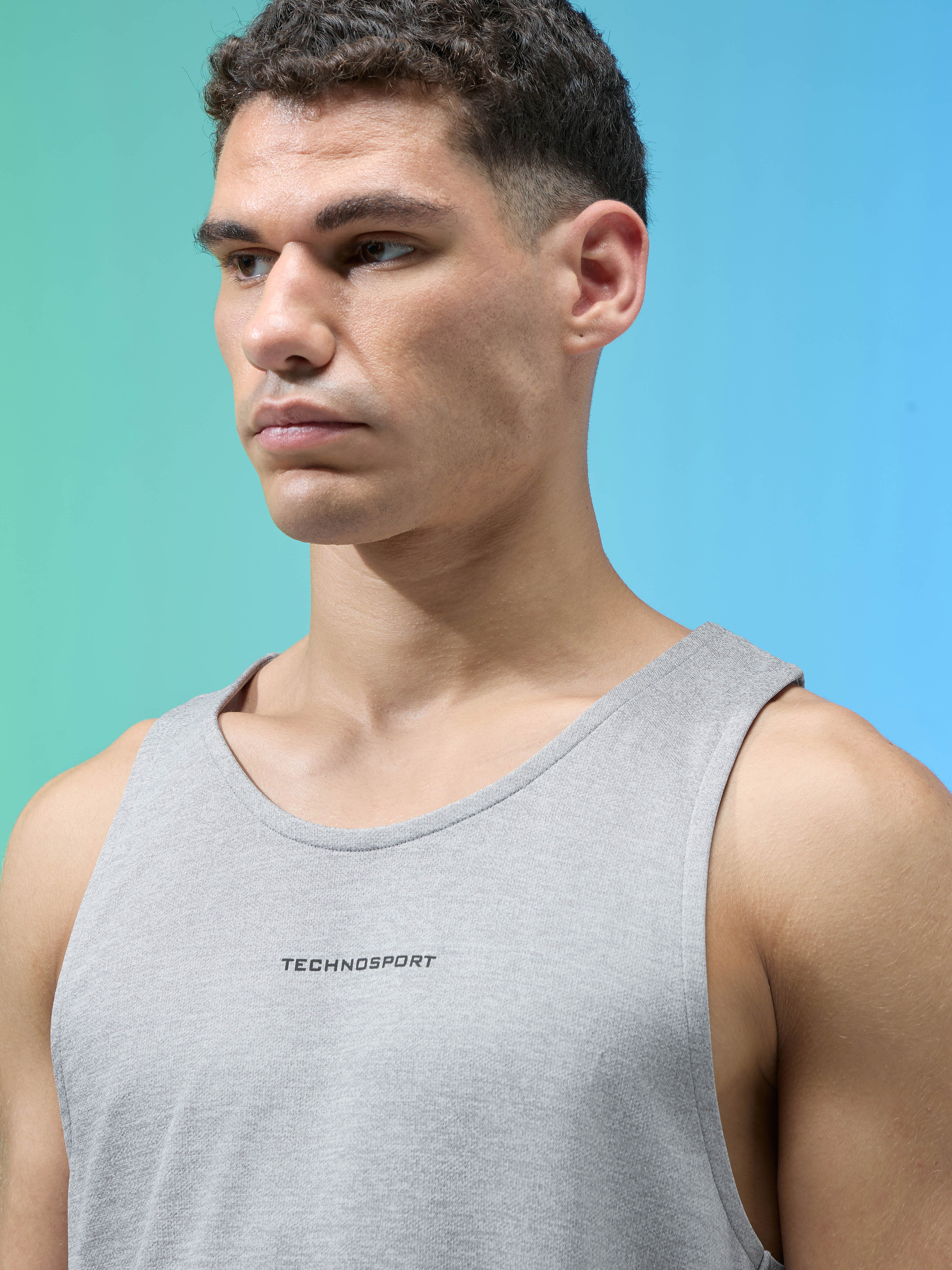 Men Melange Slim Fit Round Neck Sports Innerwear Vest with DOUBLE COOL - Image 6