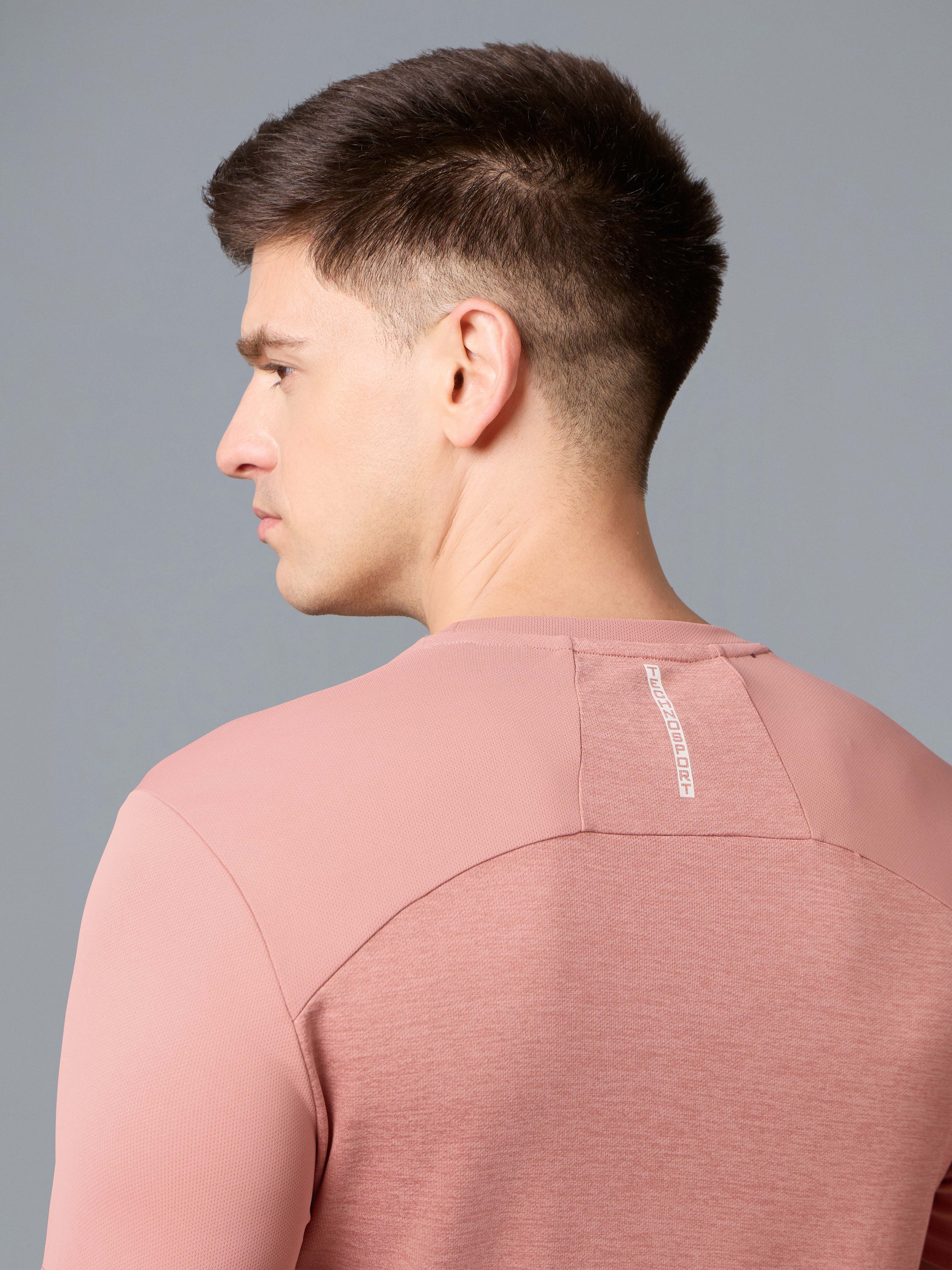 Men Melange Slim Fit Round Neck Sports T-shirt with DOUBLE COOL - Image 5