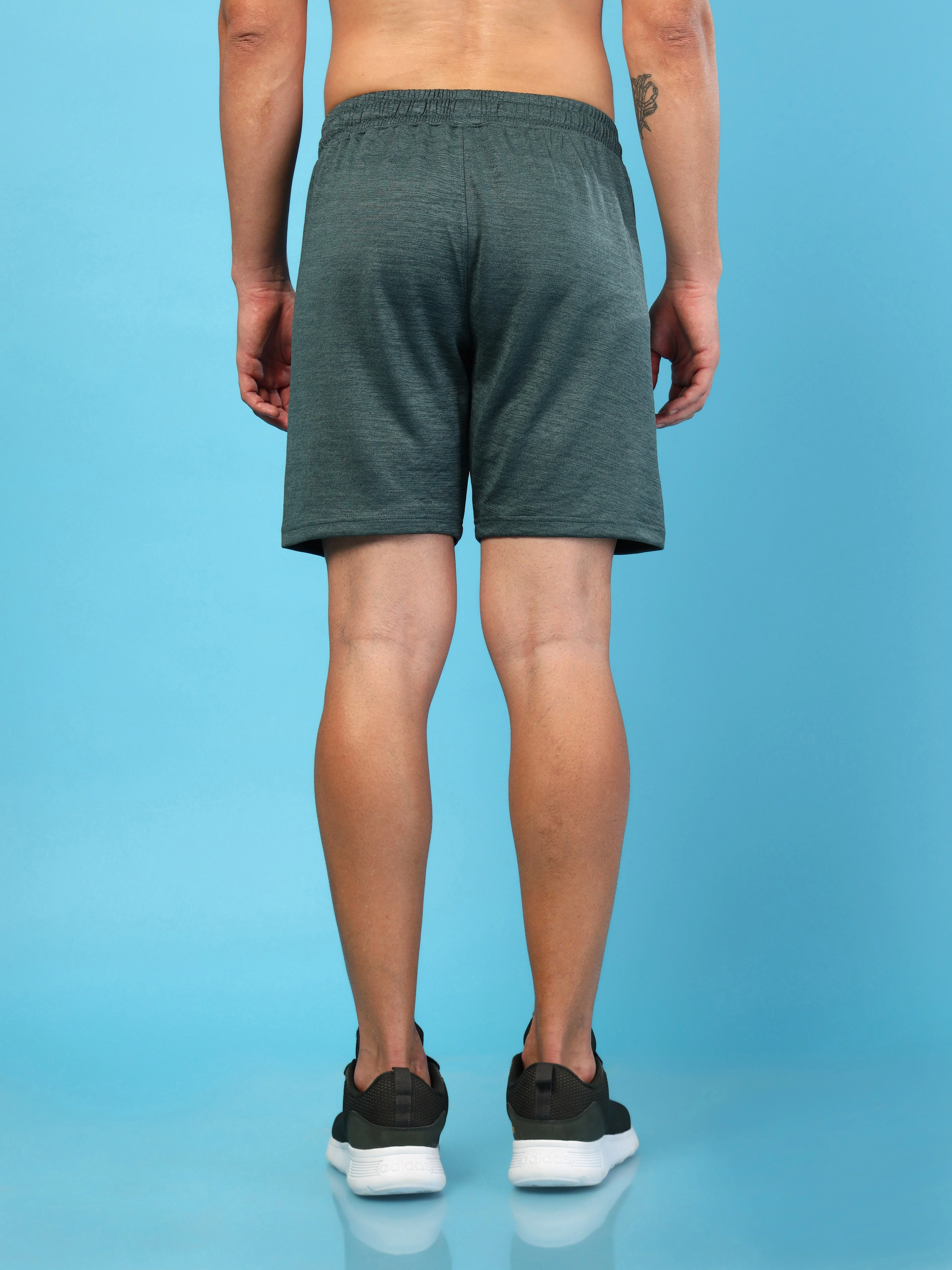Men Melange Slim Fit Shorts with TECHNO DRY - Image 3