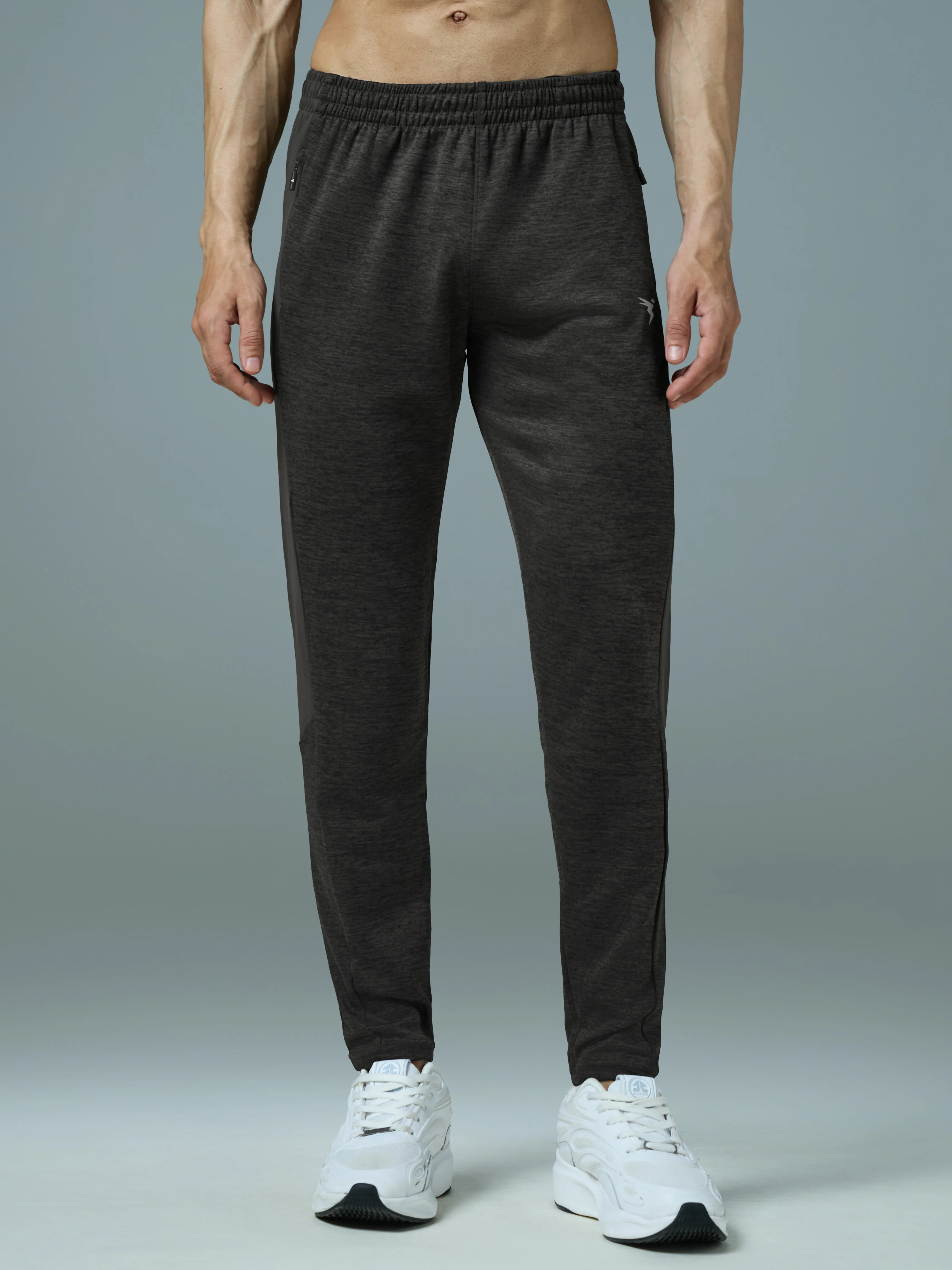 Men Melange Slim Fit Trackpants with TECHNO DRY - Image 2