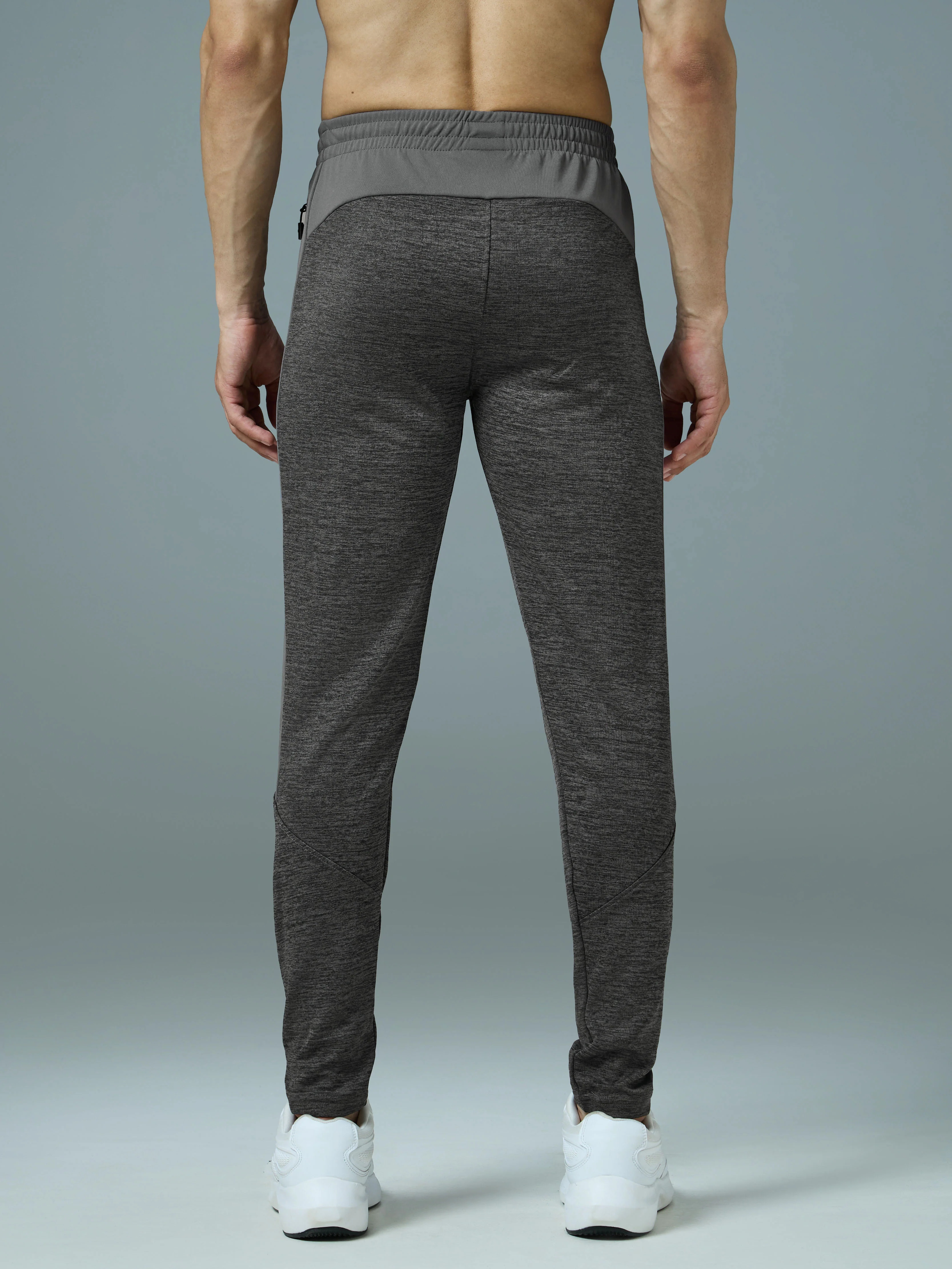 Men Melange Slim Fit Trackpants with TECHNO DRY - Image 3