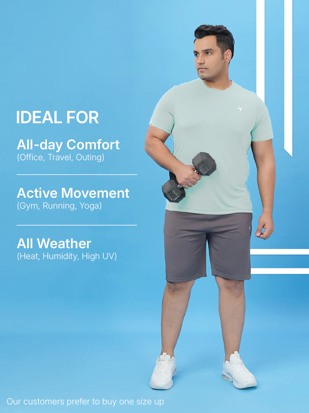 Men Plus Size Solid Active T-shirt with TECHNO COOL+ - Image 5