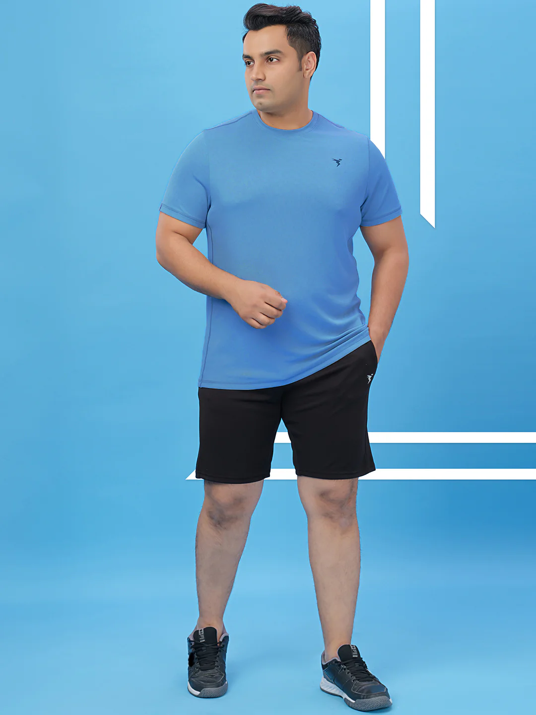 Men Plus Size Solid Active T-shirt with TECHNO COOL+