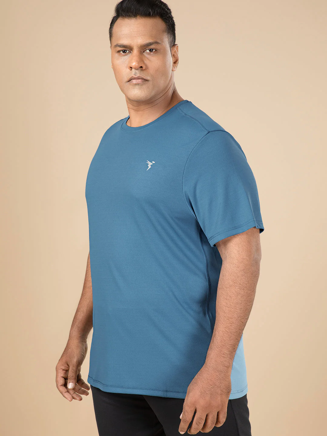 Men Plus Size Solid Active T-shirt with TECHNO COOL+ - Image 3