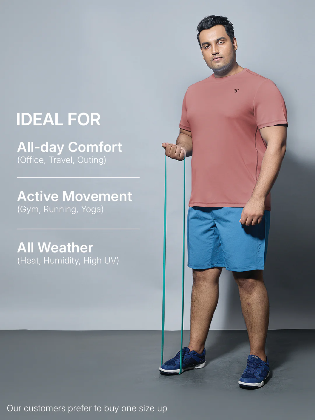 Men Plus Size Solid Active T-shirt with TECHNO COOL+ - Image 5