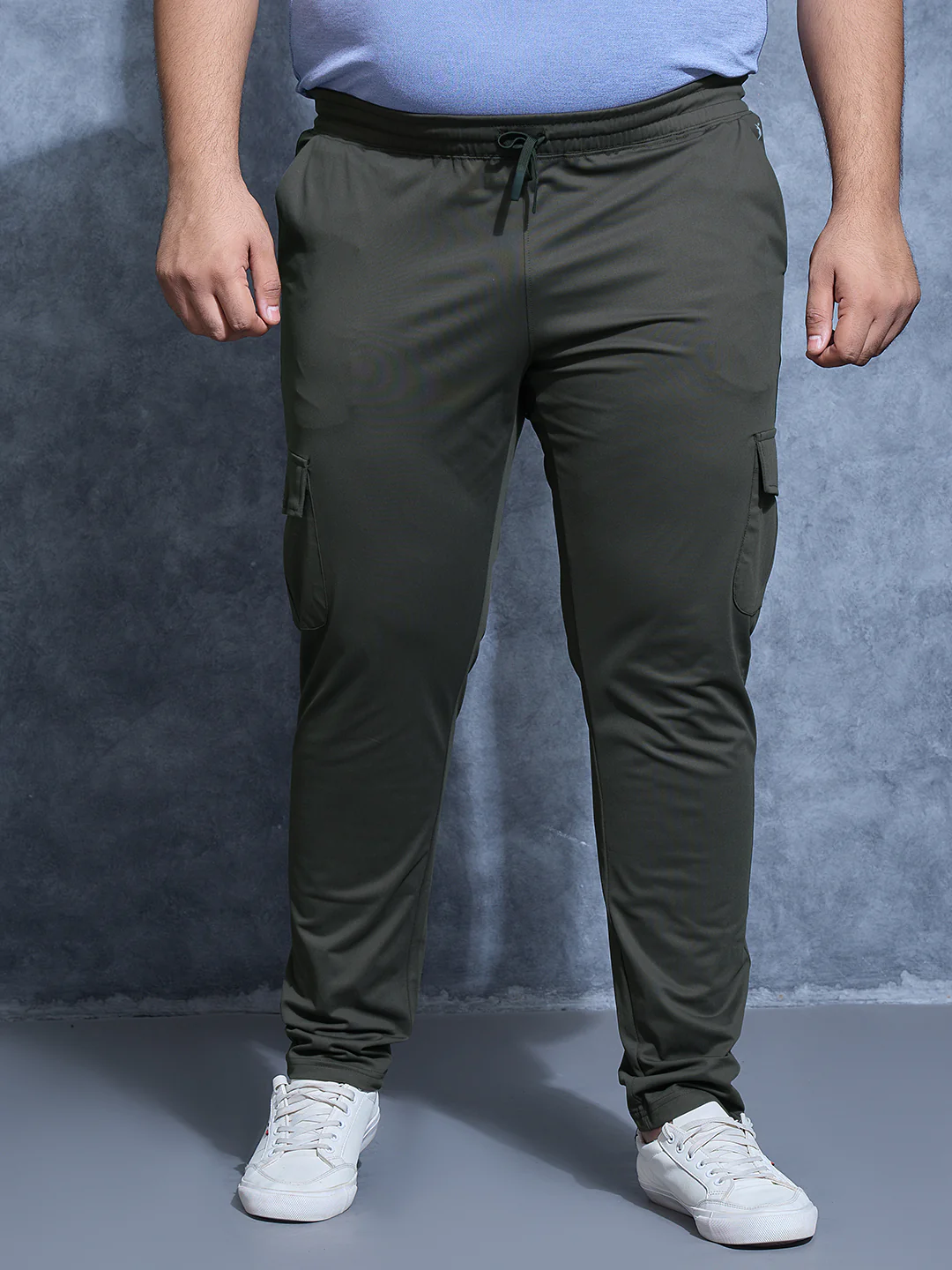 Men Plus Size Solid Relax Fit Cargo Trackpants with DURACOOL+ - Image 2