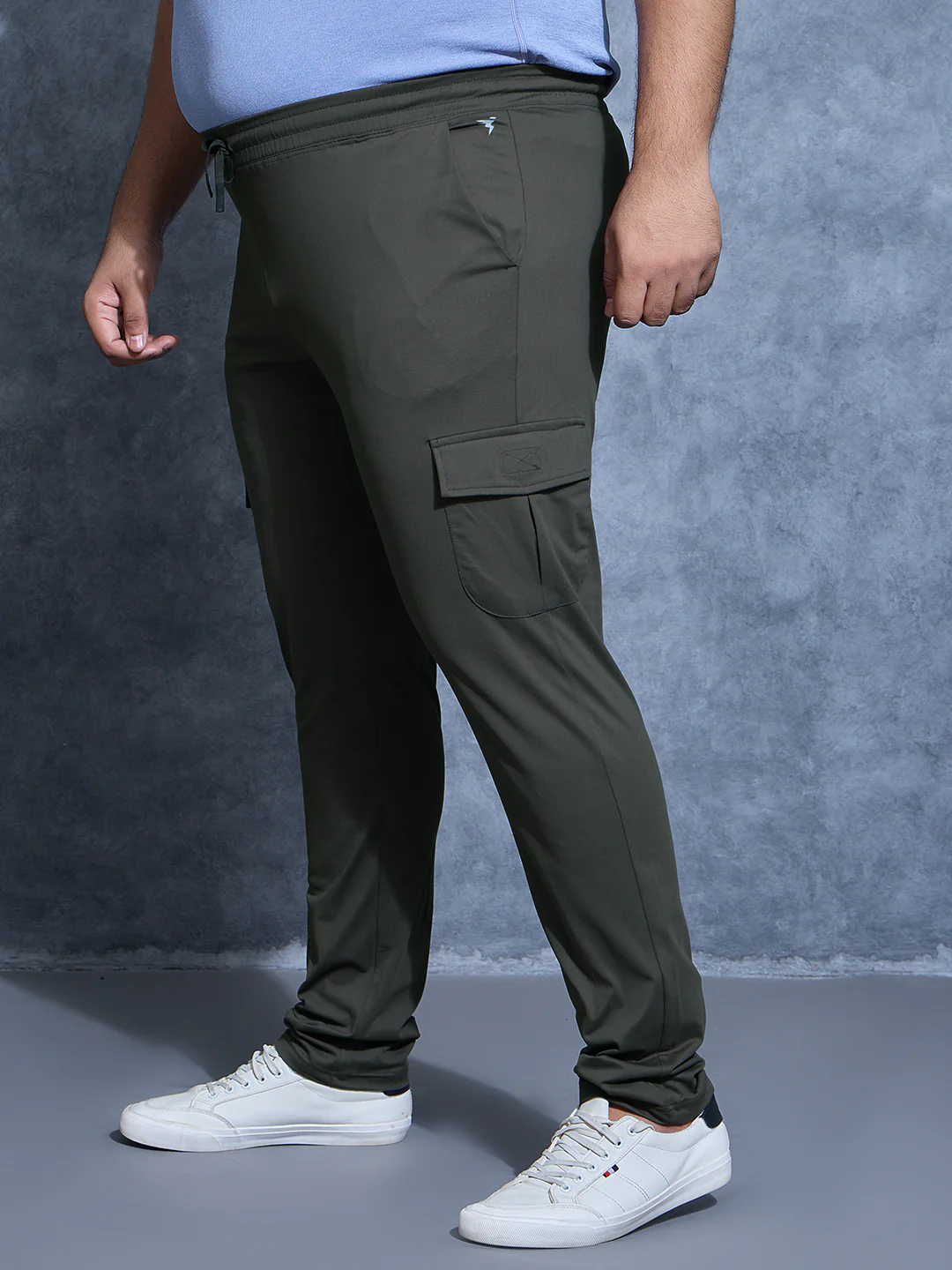 Men Plus Size Solid Relax Fit Cargo Trackpants with DURACOOL+ - Image 4