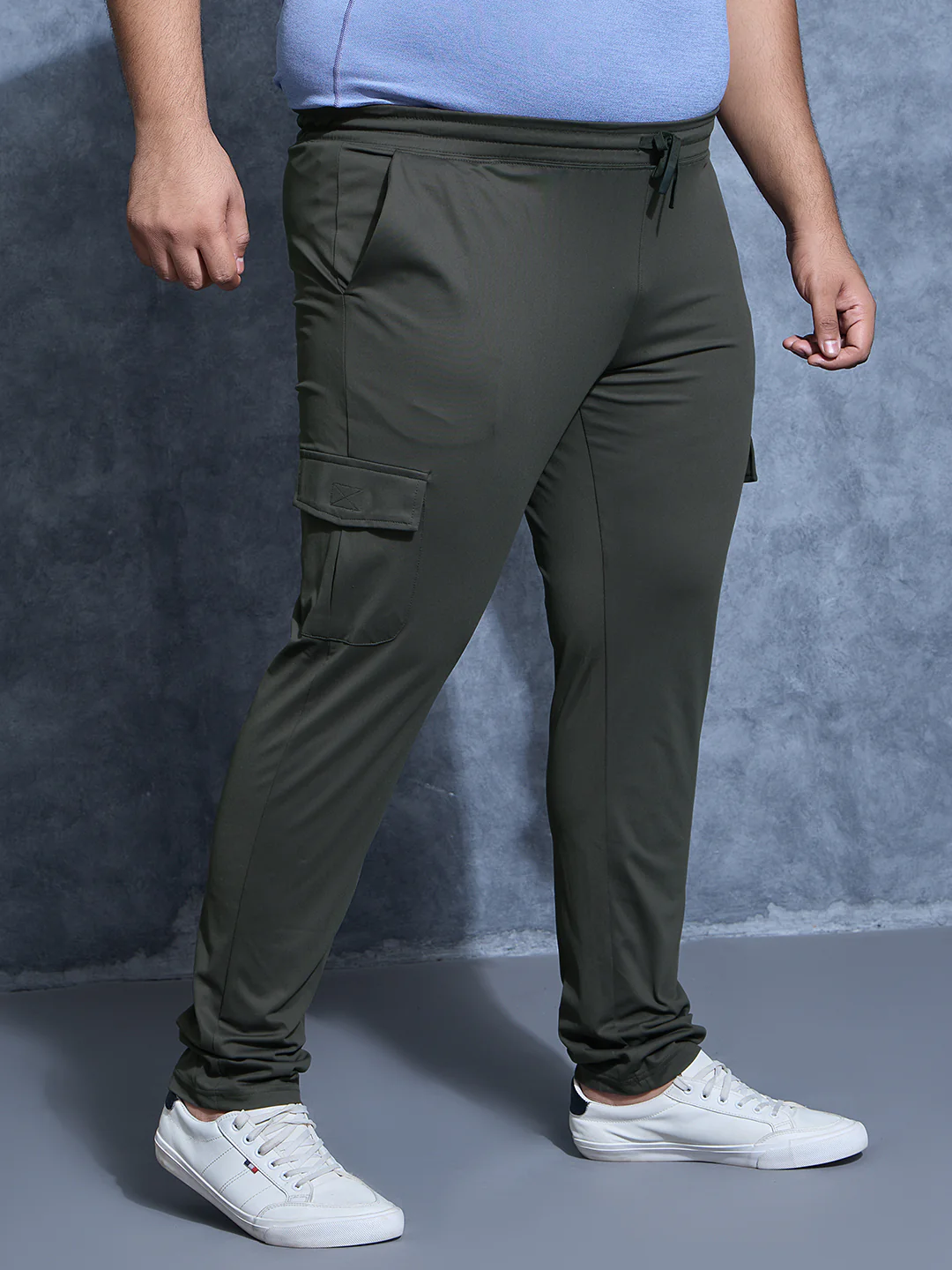 Men Plus Size Solid Relax Fit Cargo Trackpants with DURACOOL+ - Image 5