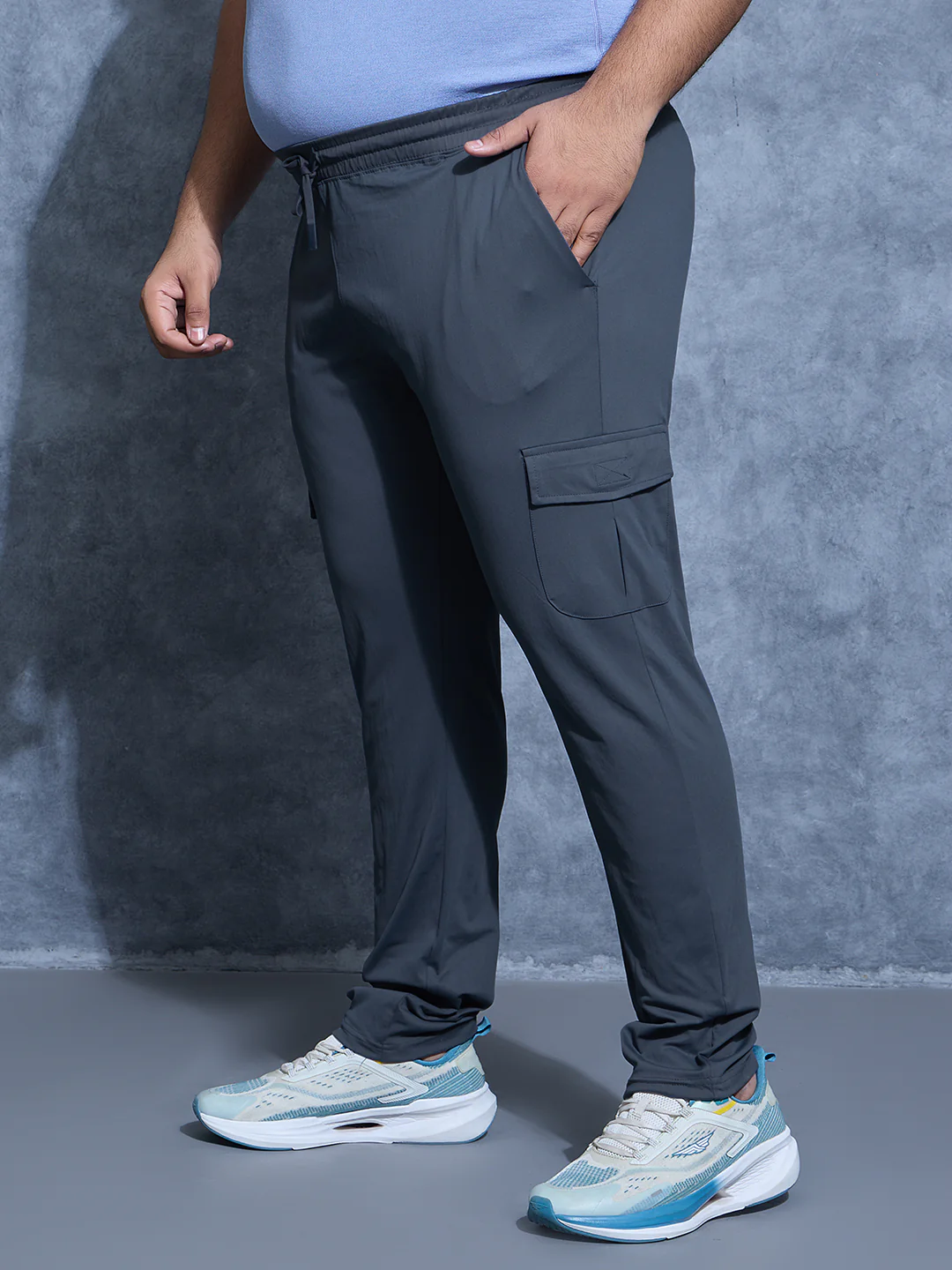 Men Plus Size Solid Relax Fit Cargo Trackpants with DURACOOL+ - Image 3