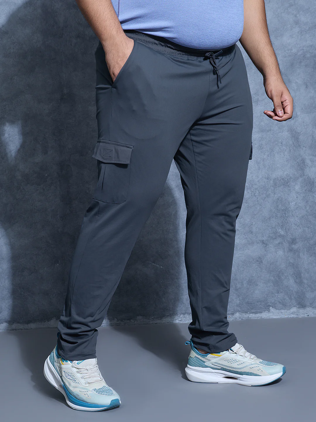Men Plus Size Solid Relax Fit Cargo Trackpants with DURACOOL+ - Image 4