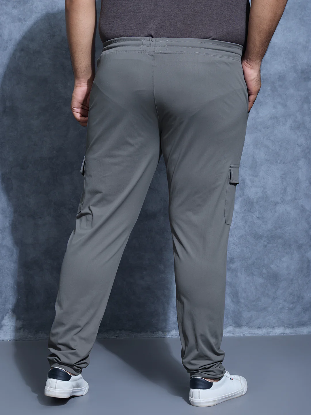 Men Plus Size Solid Relax Fit Cargo Trackpants with DURACOOL+ - Image 2
