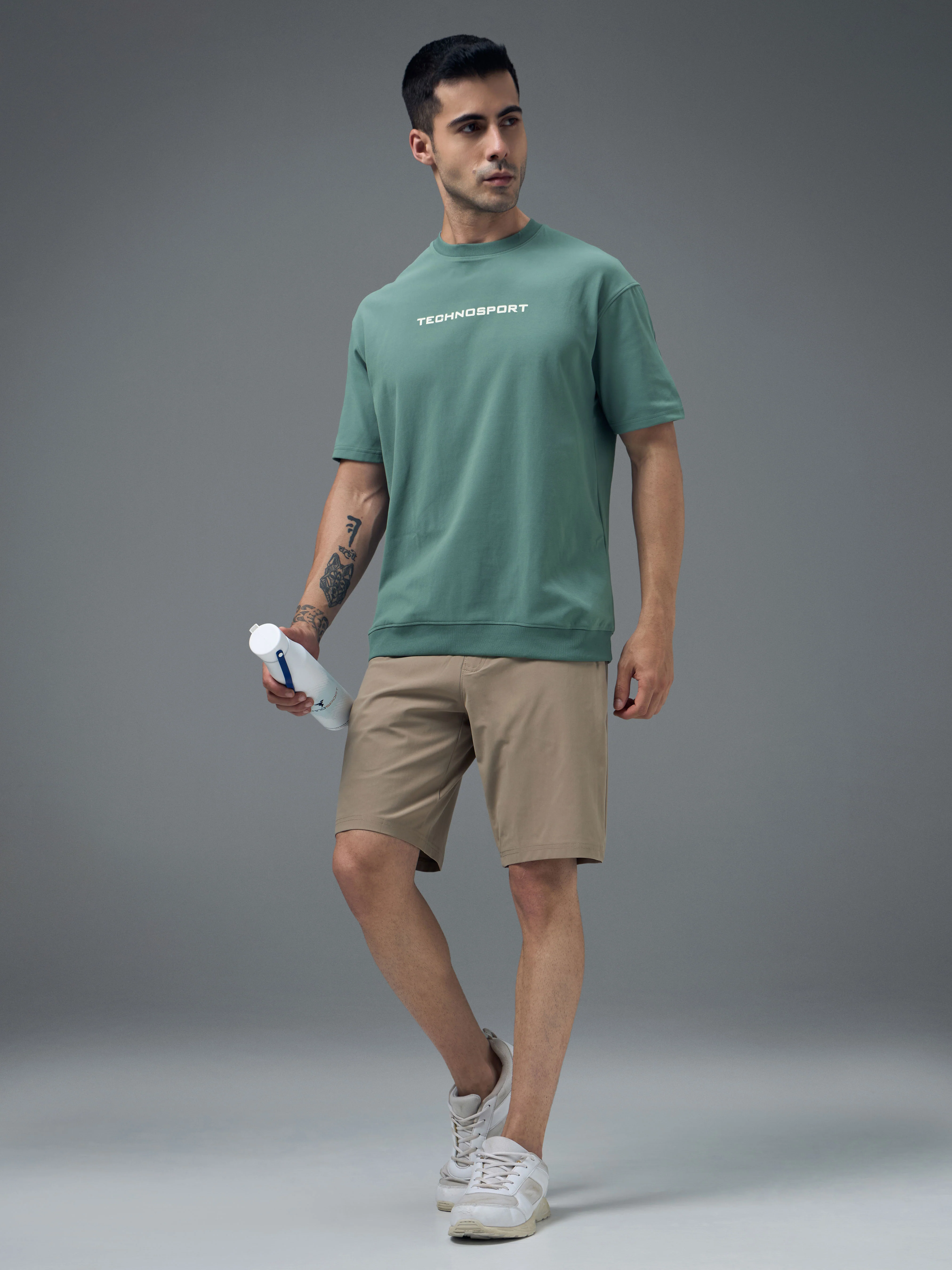 Men Printed Oversized Round Neck Sports T-shirt with ELASTO PLUS - Image 5