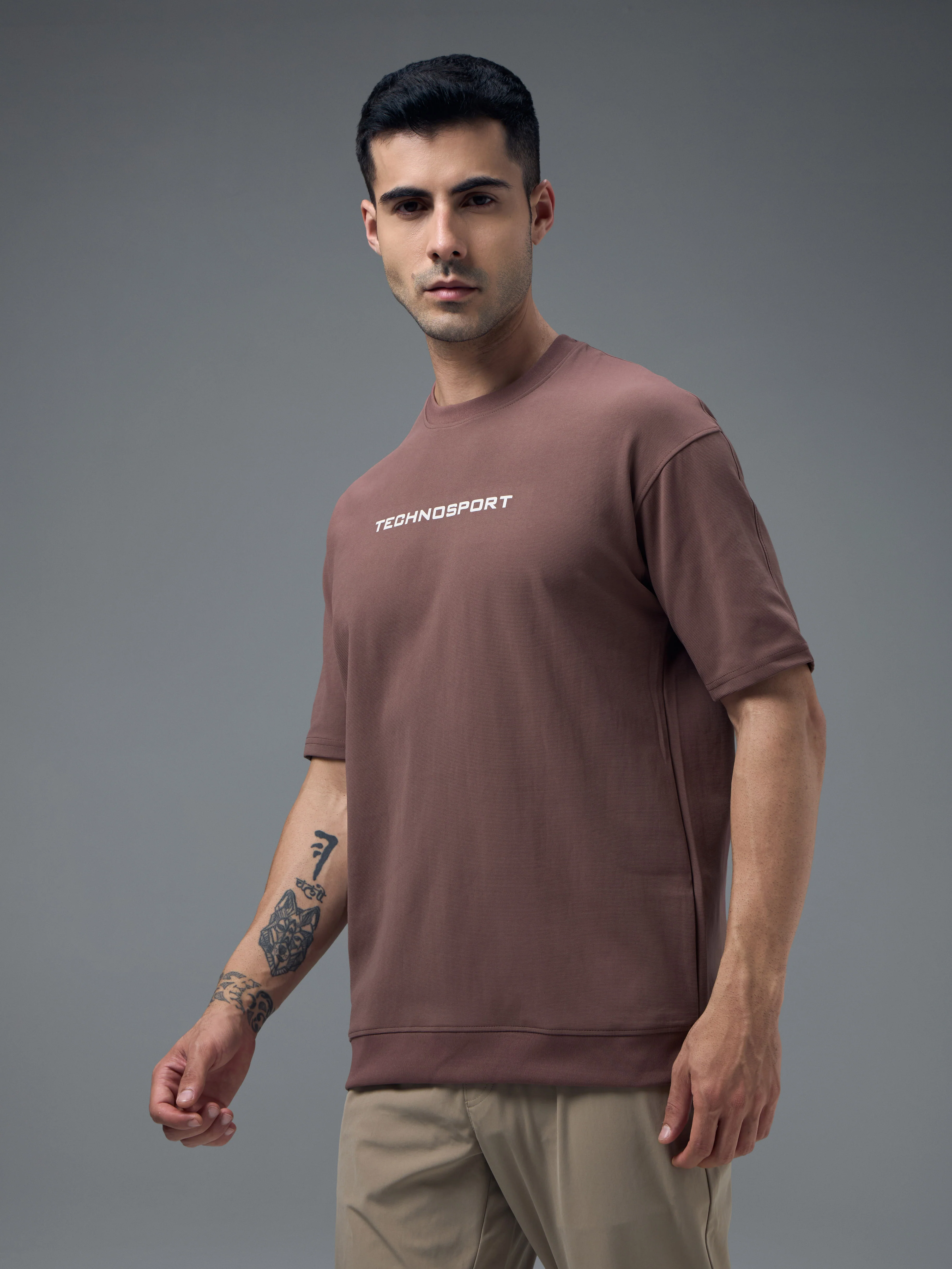 Men Printed Oversized Round Neck Sports T-shirt with ELASTO PLUS - Image 4