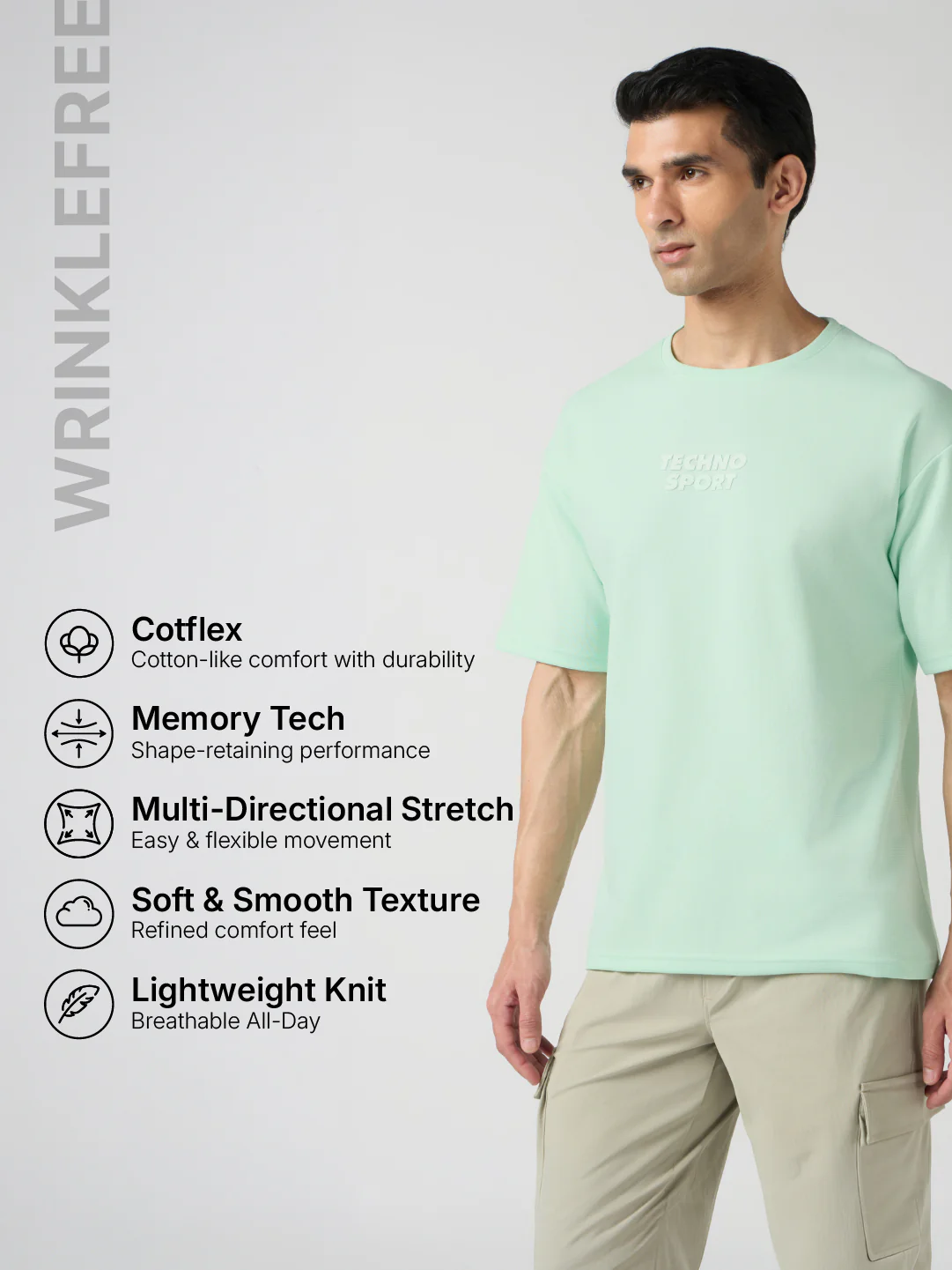 Men Printed Oversized Round Neck T-shirt with COTFLEX - Image 4