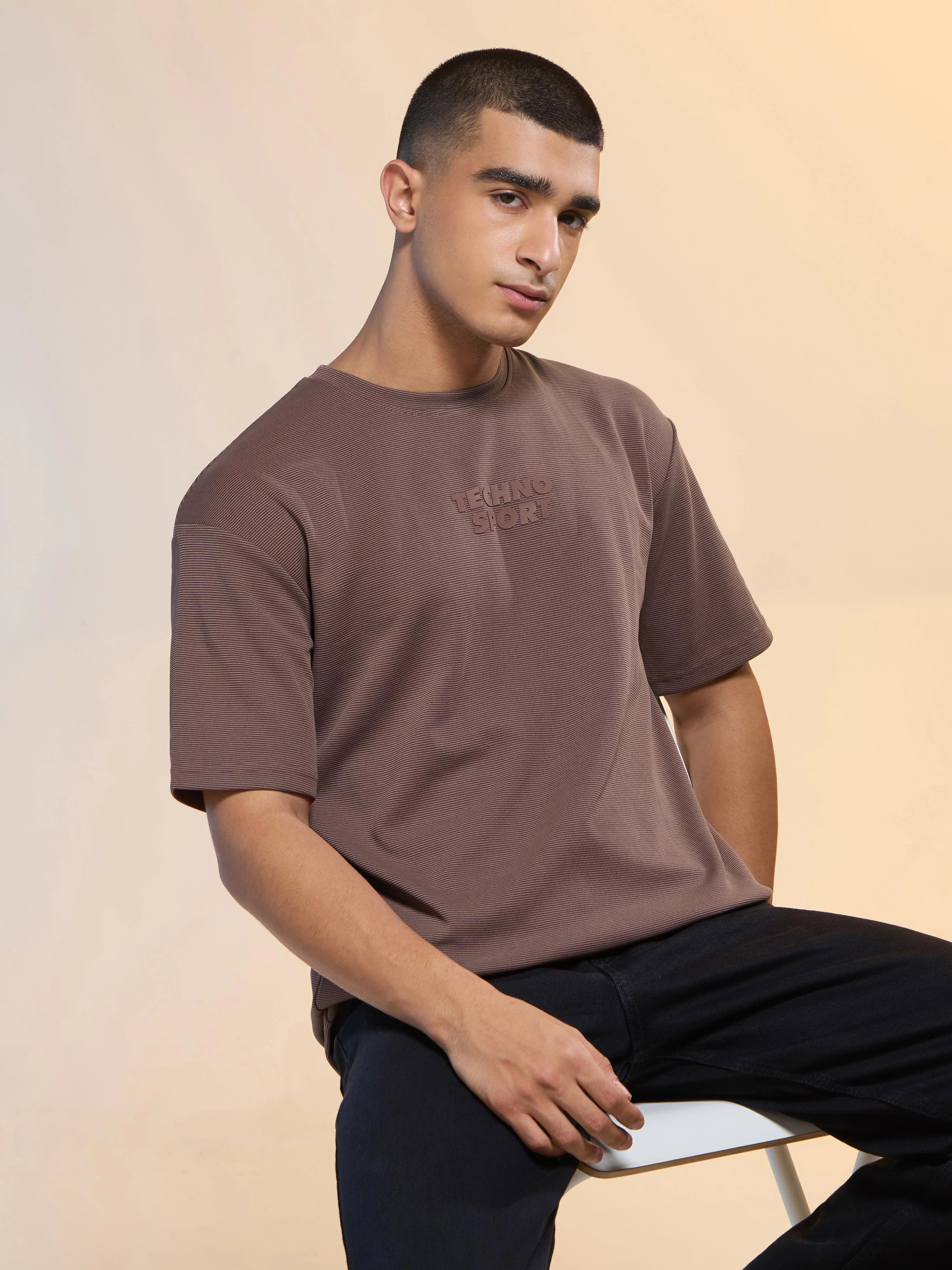Men Printed Oversized Round Neck T-shirt with COTFLEX