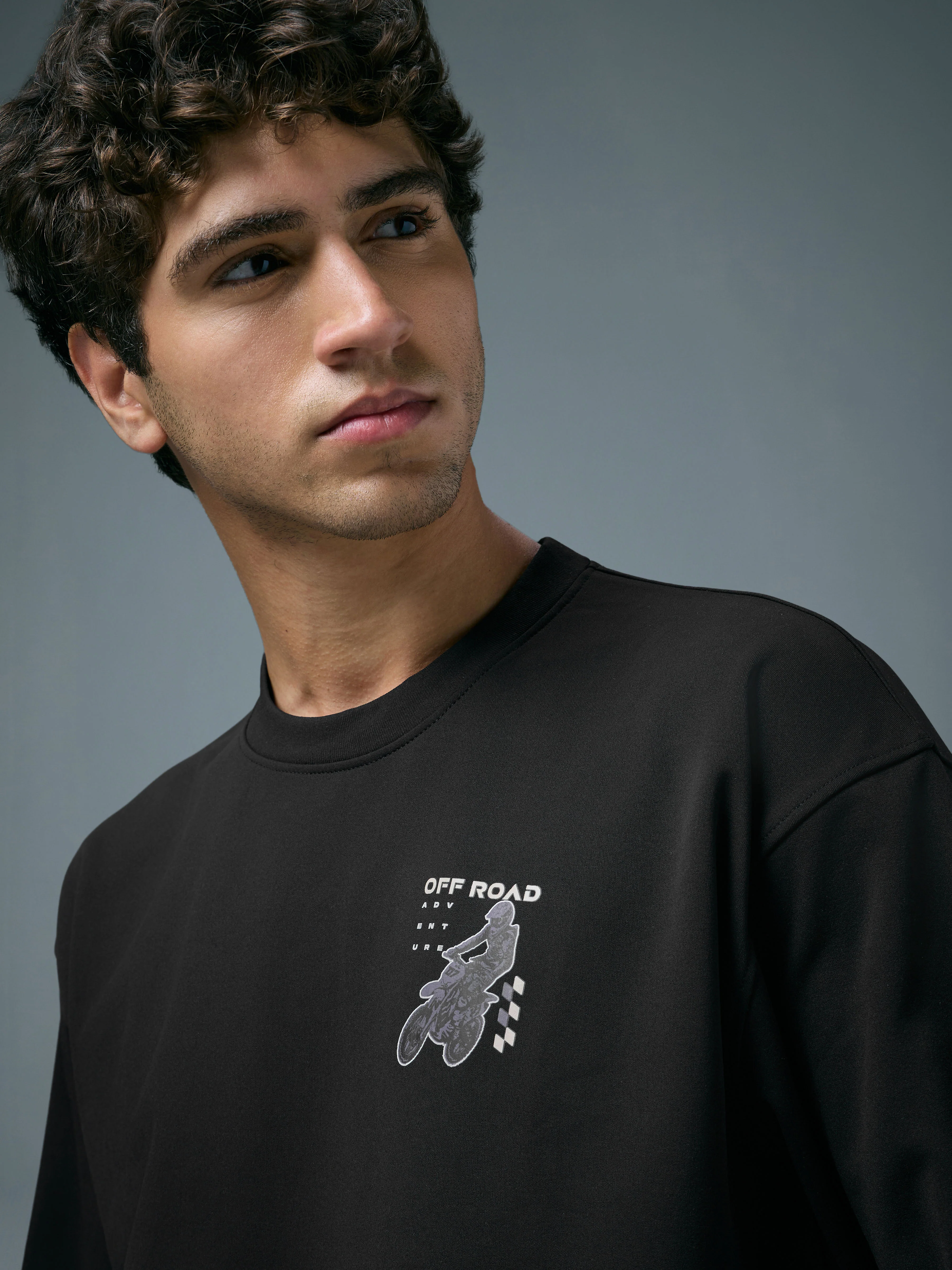 Men Printed Slim Fit Crew Neck Sweatshirt with ELASTO PLUS - Image 6
