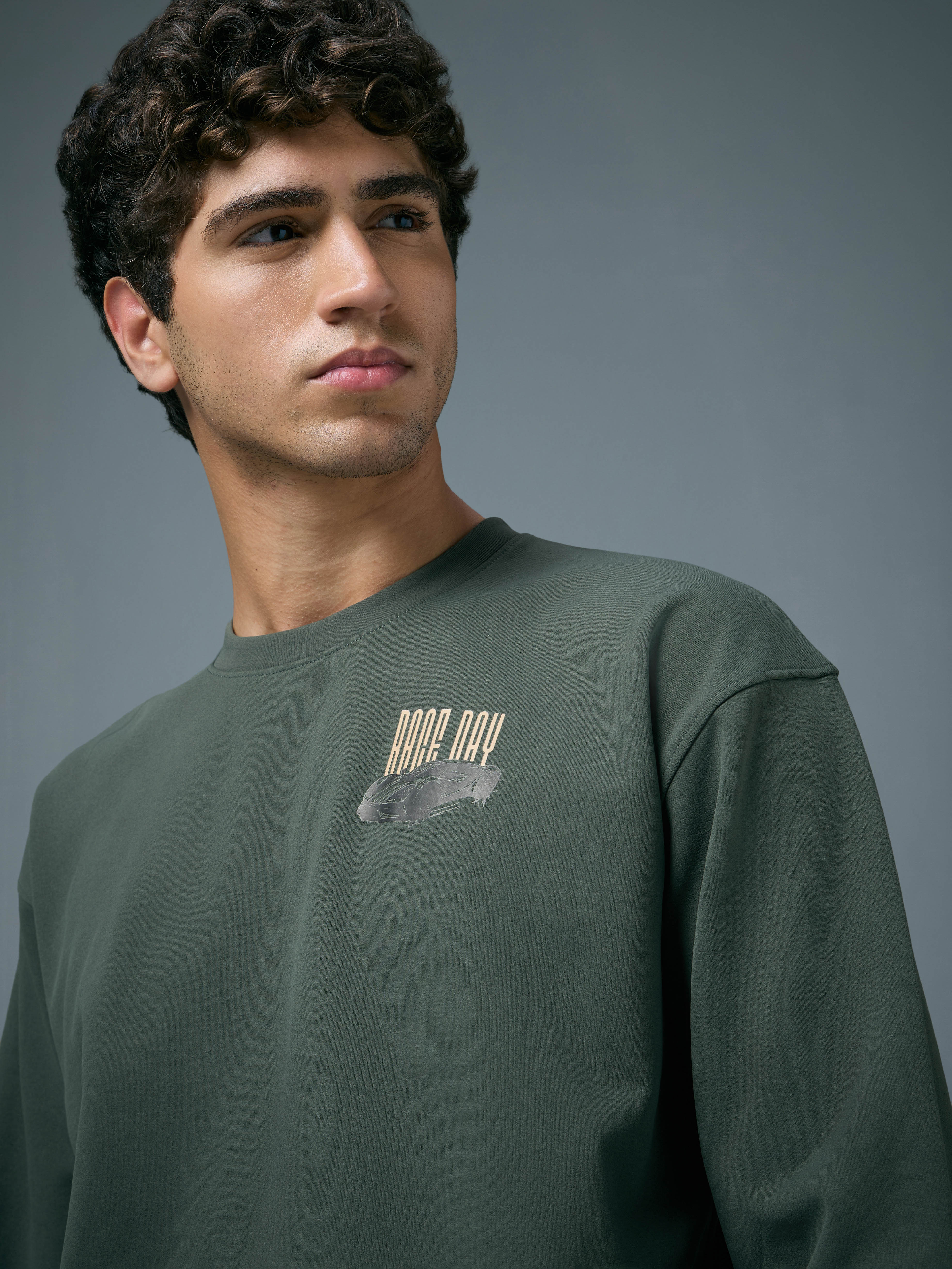 Men Printed Slim Fit Crew Neck Sweatshirt with ELASTO PLUS - Image 6