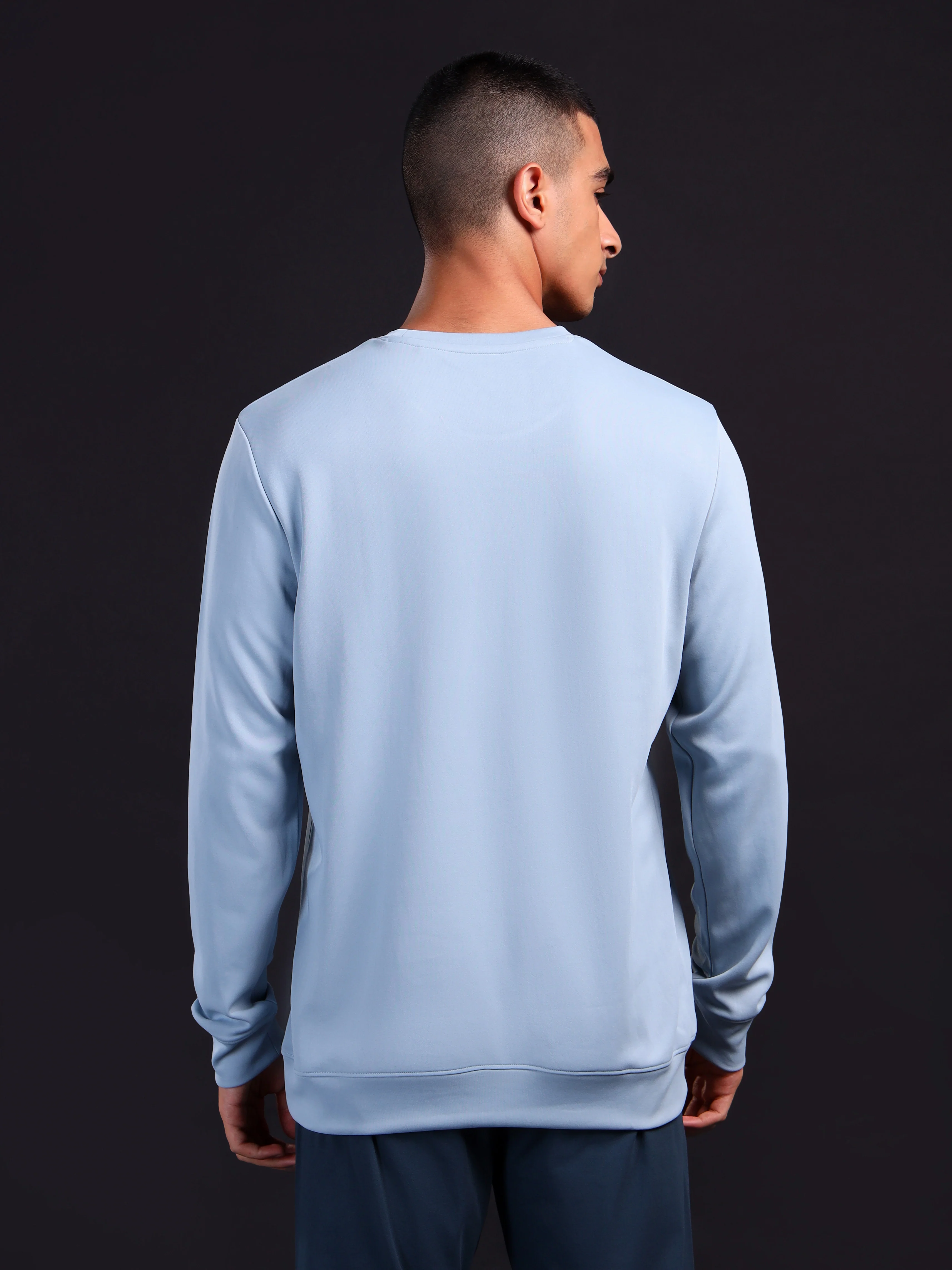 Men Printed Slim Fit Crew Neck Sweatshirt with ELASTO PLUS - Image 2