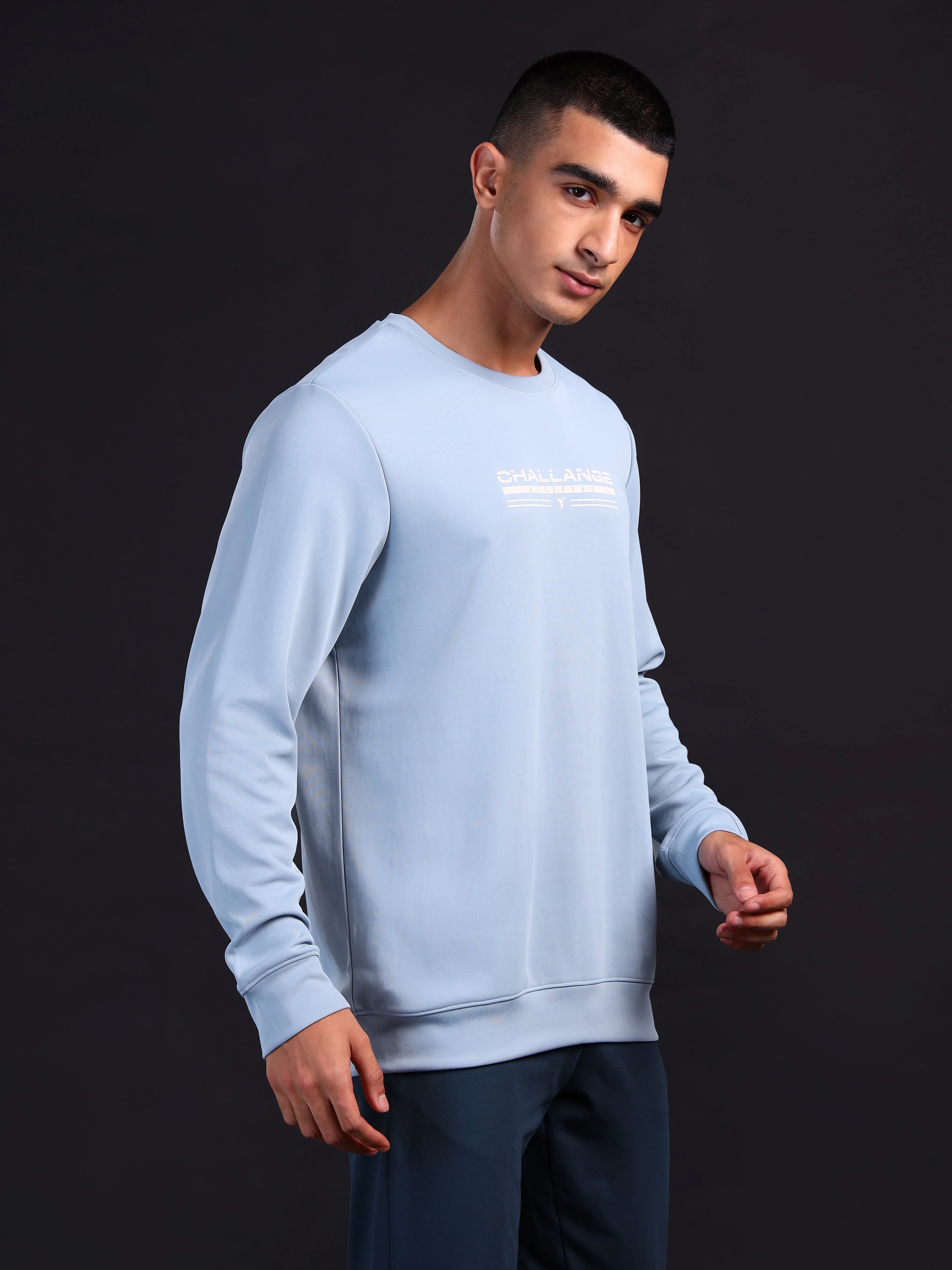 Men Printed Slim Fit Crew Neck Sweatshirt with ELASTO PLUS - Image 3